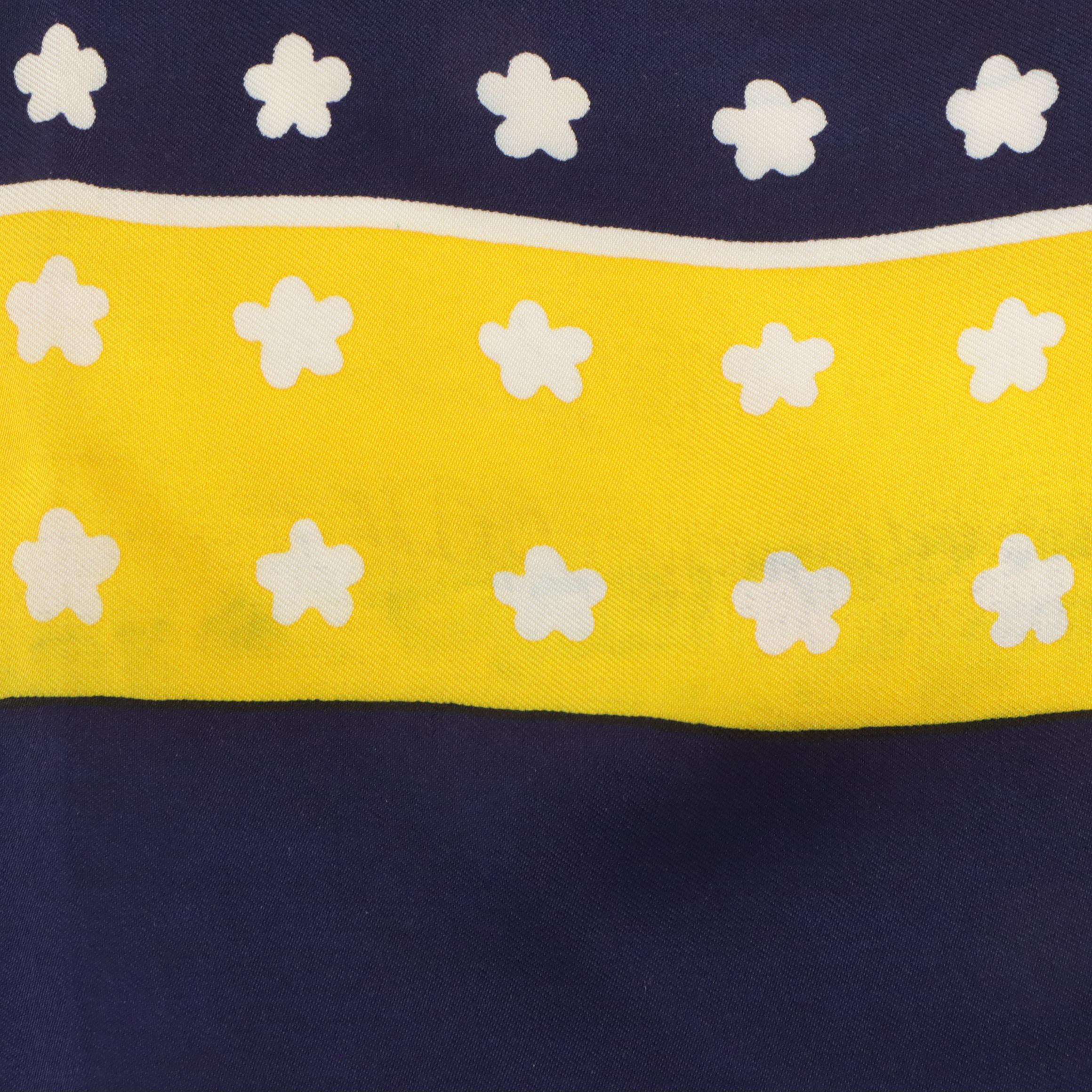 Yves Saint Laurent Daisy Print Scarf 90 in Silk Twill, 1970s