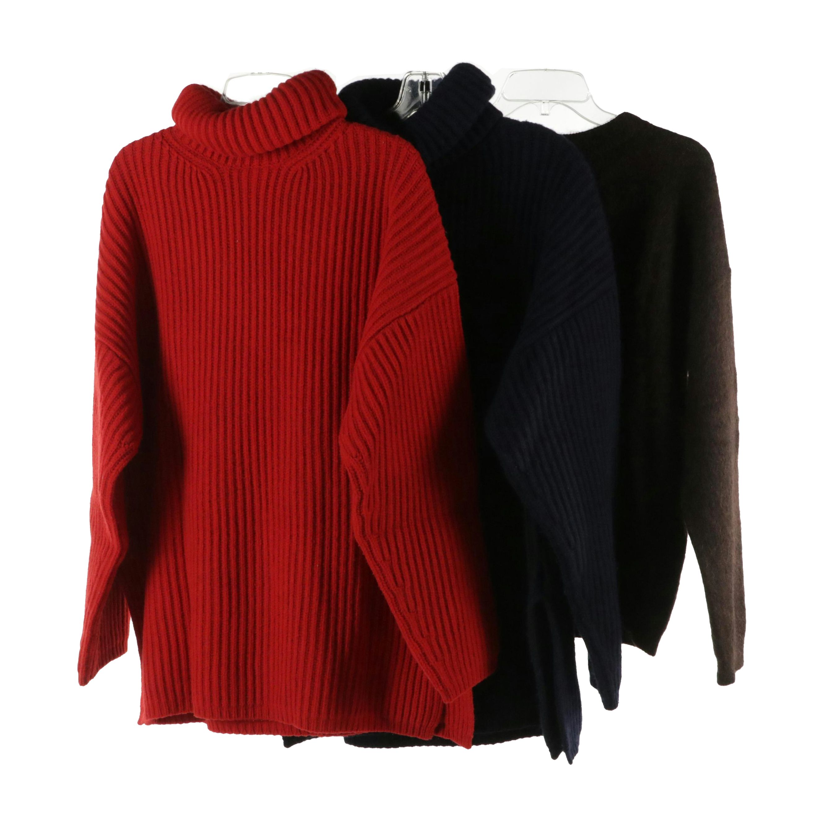 Acne Studios Oversized Chunky Knit Wool Turtlenecks and Knit Blend Pullover