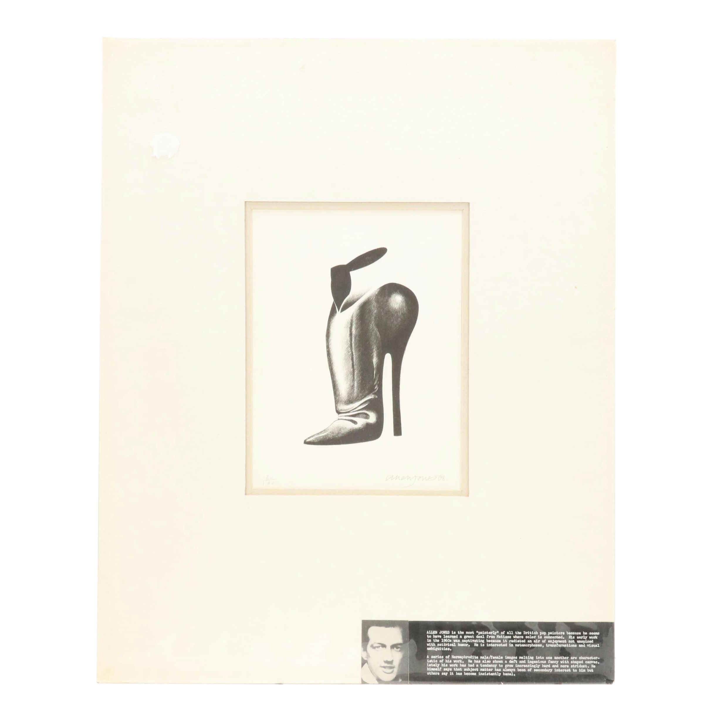 Allen Jones Lithograph "Shoe," 1968