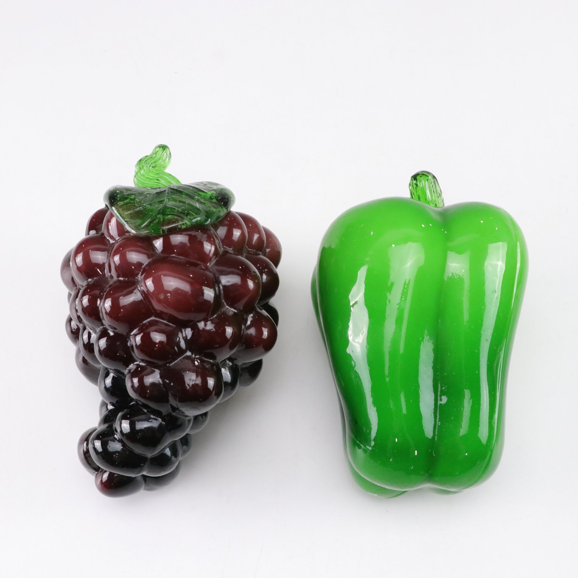 Viking Blown Glass Bell Apple, Tomato & More with Carved Wood Bowls