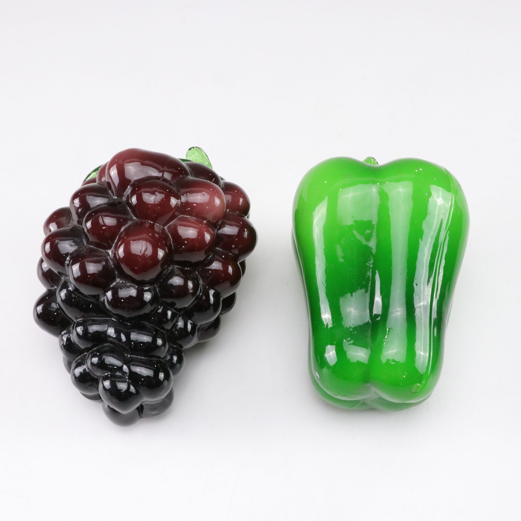 Viking Blown Glass Bell Apple, Tomato & More with Carved Wood Bowls