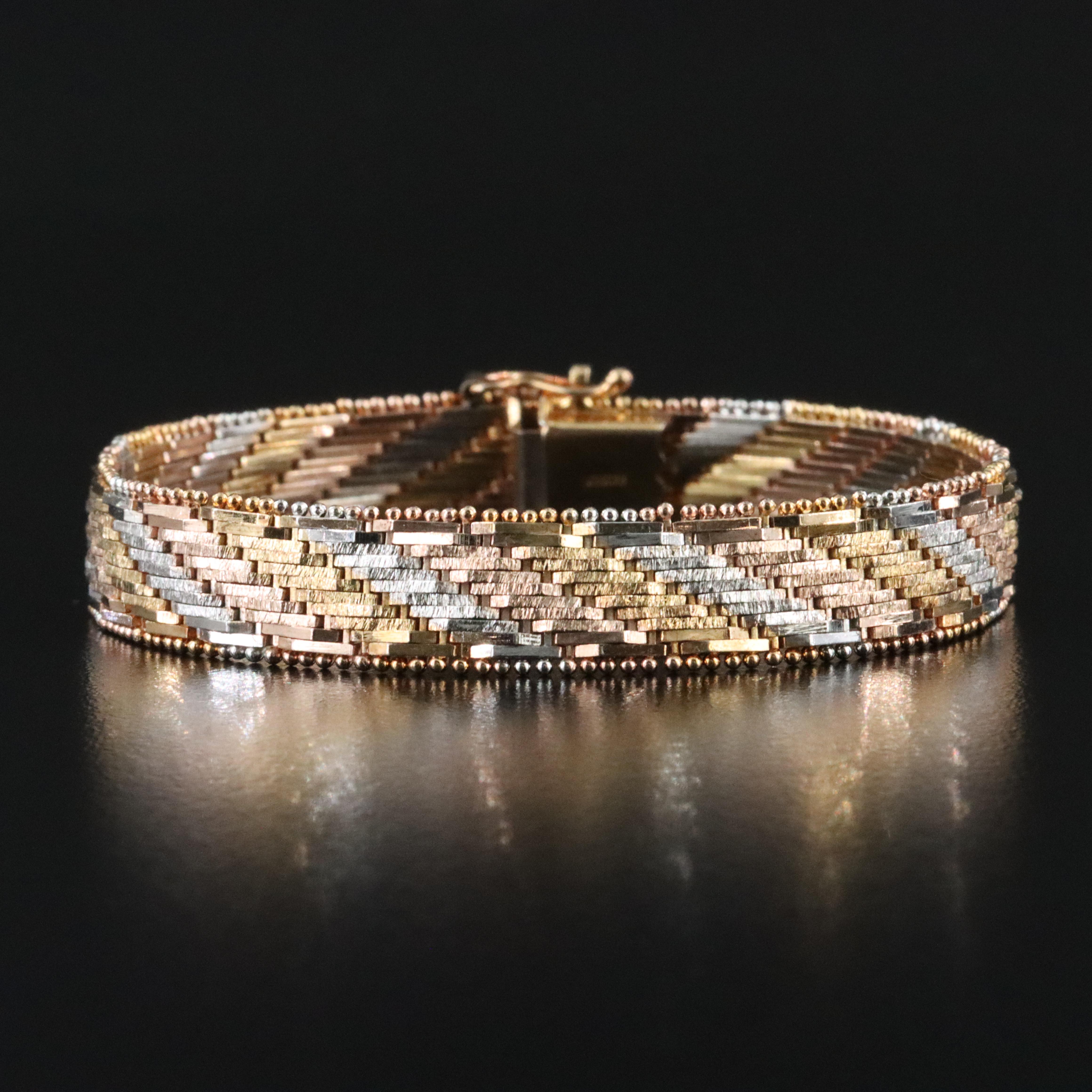 Sterling Tri-Color Riccio Chain Bracelet