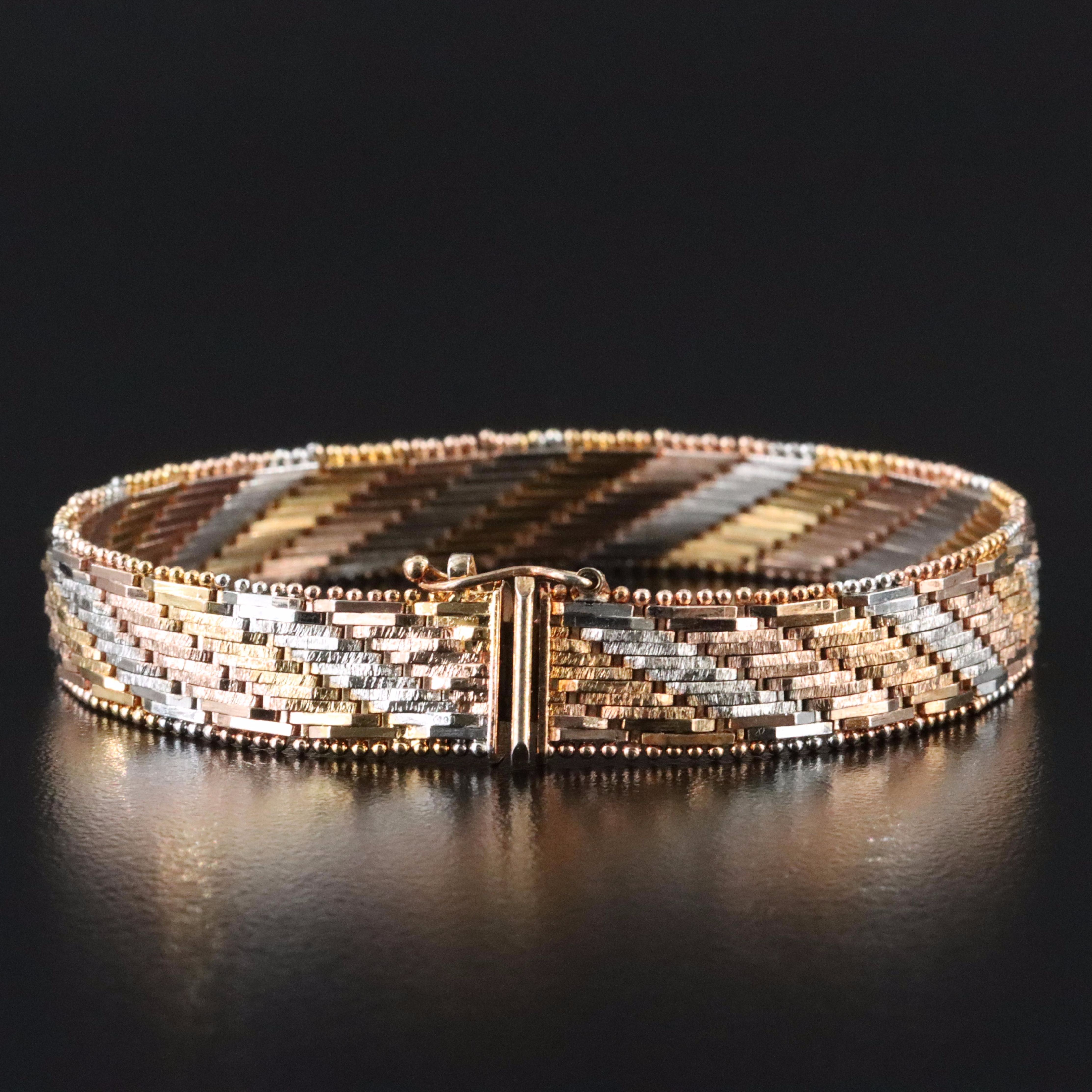 Sterling Tri-Color Riccio Chain Bracelet