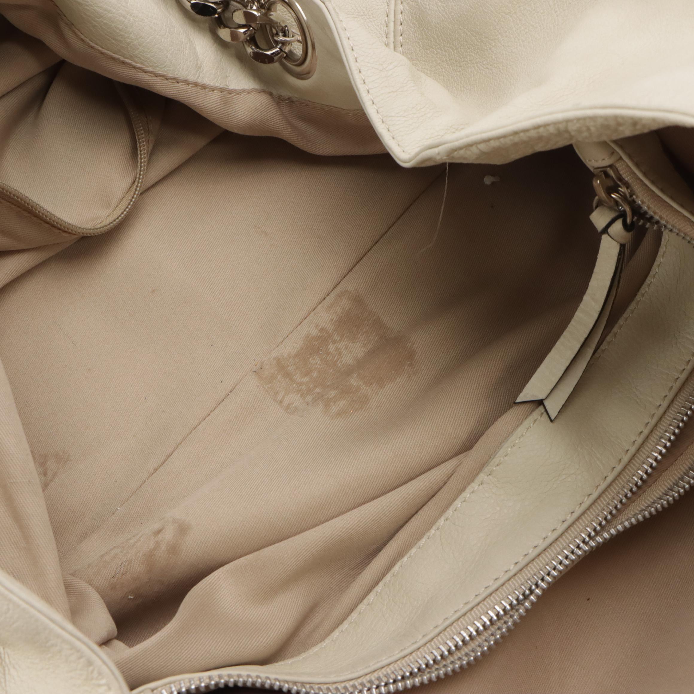 Valentino Large "V" Tote in White Grained Leather