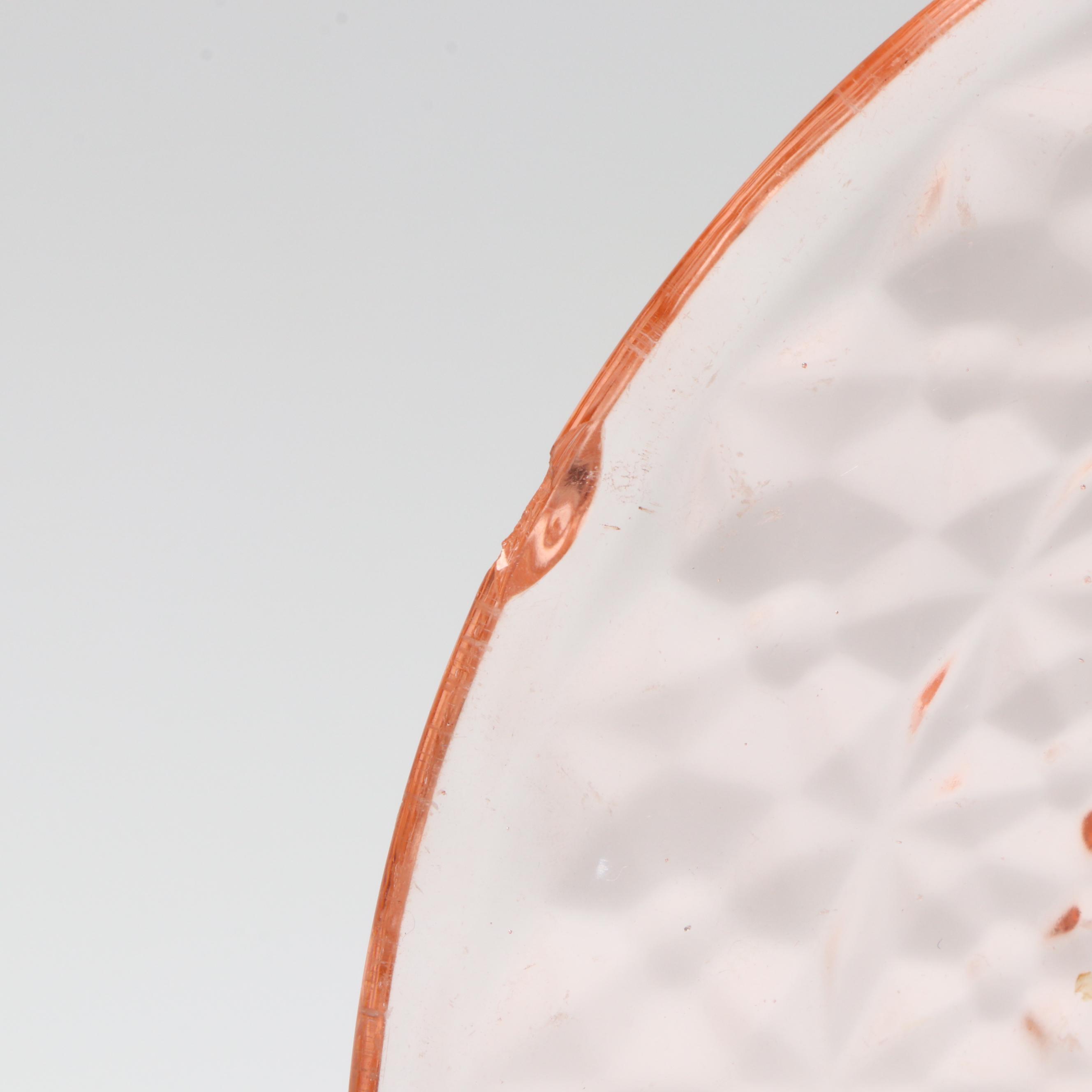 Jeannette "Pink Cherry Blossom" Glass Plate and Other Tableware, Early 20th C.