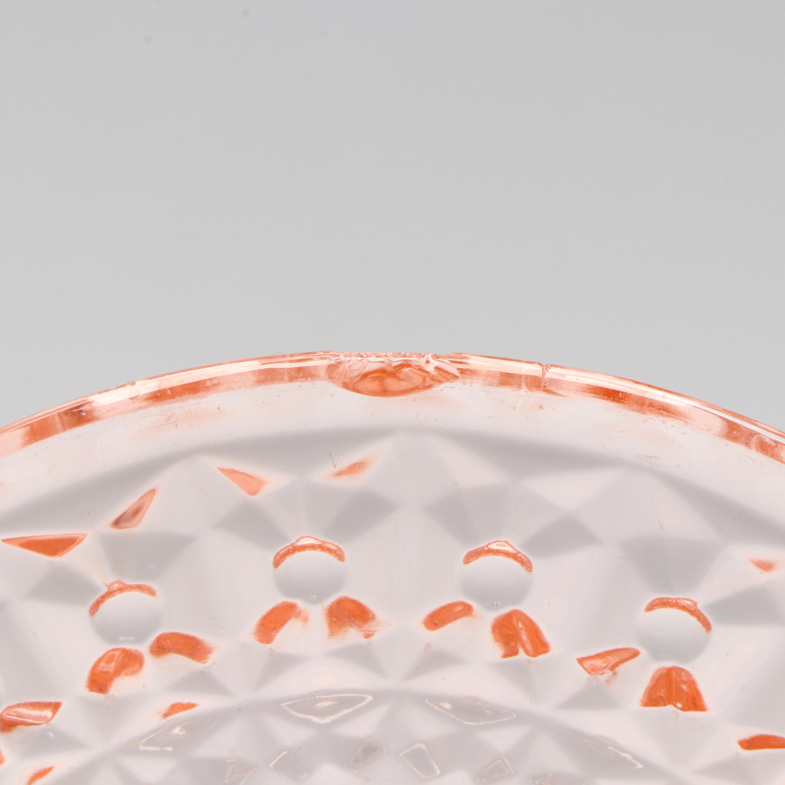 Jeannette "Pink Cherry Blossom" Glass Plate and Other Tableware, Early 20th C.