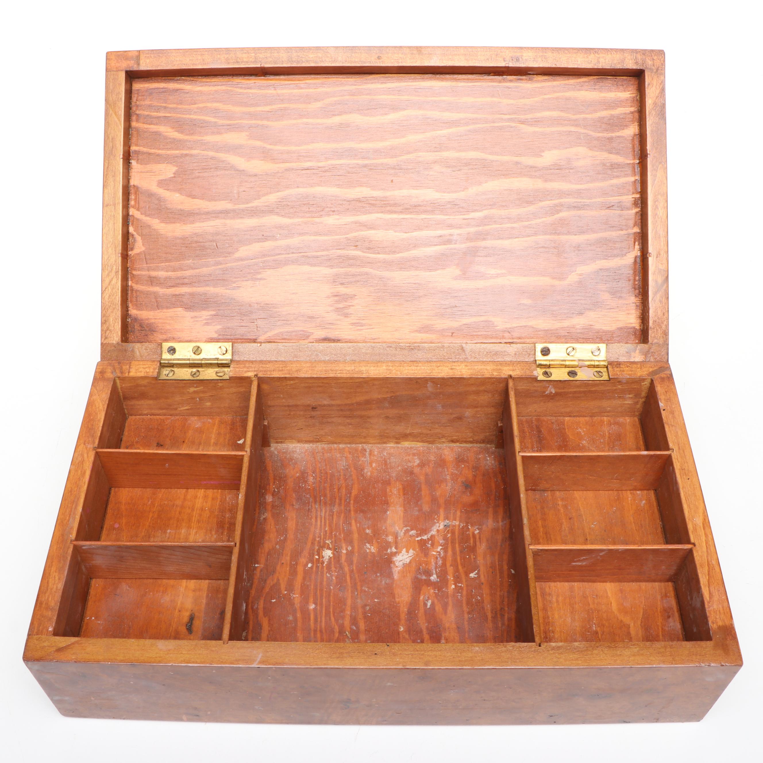 Burl Wood and Other Wooden Box, Early to Mid-20th Century