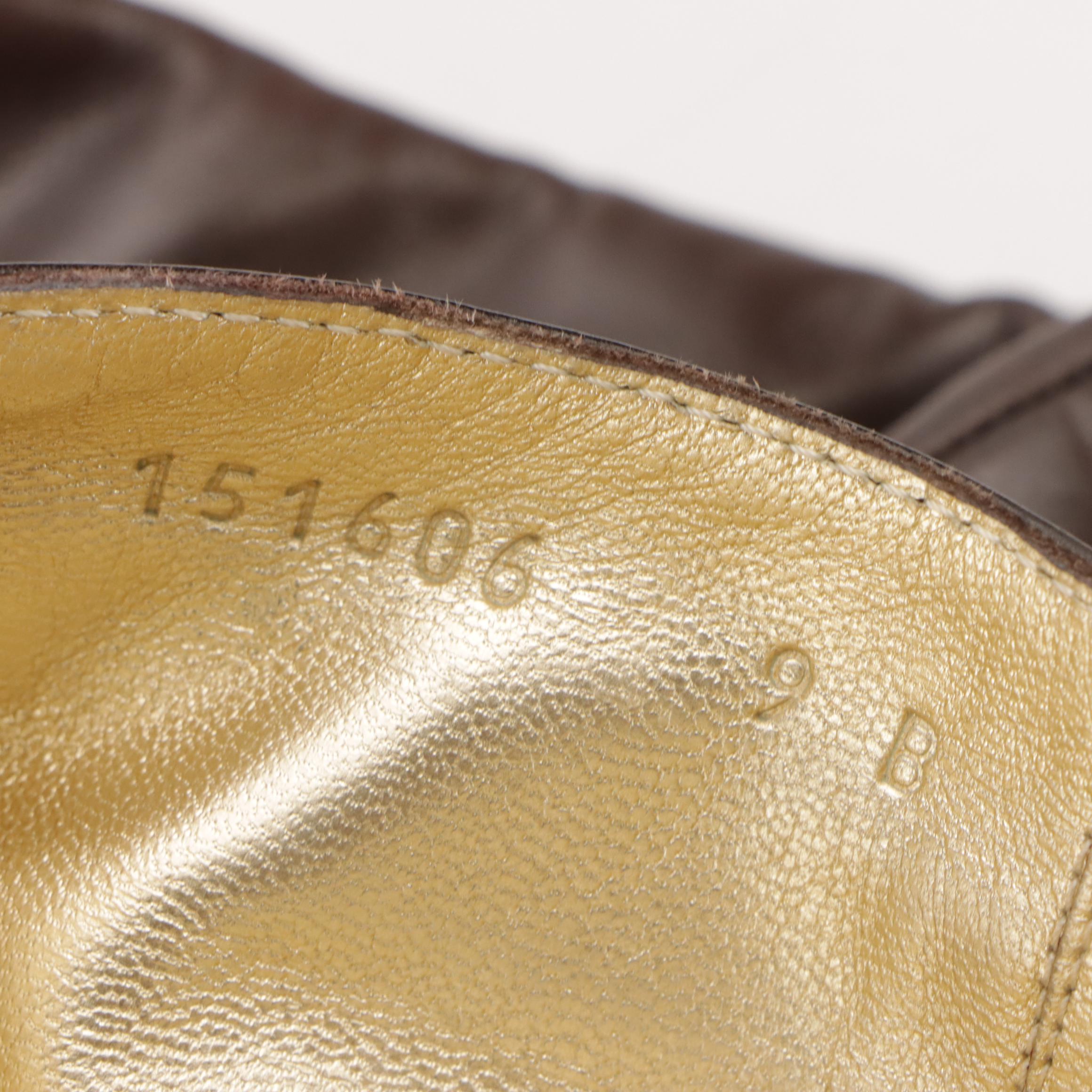 Gucci Knee-High Boots in Chocolate Brown Leather with Croc Embossed Accents