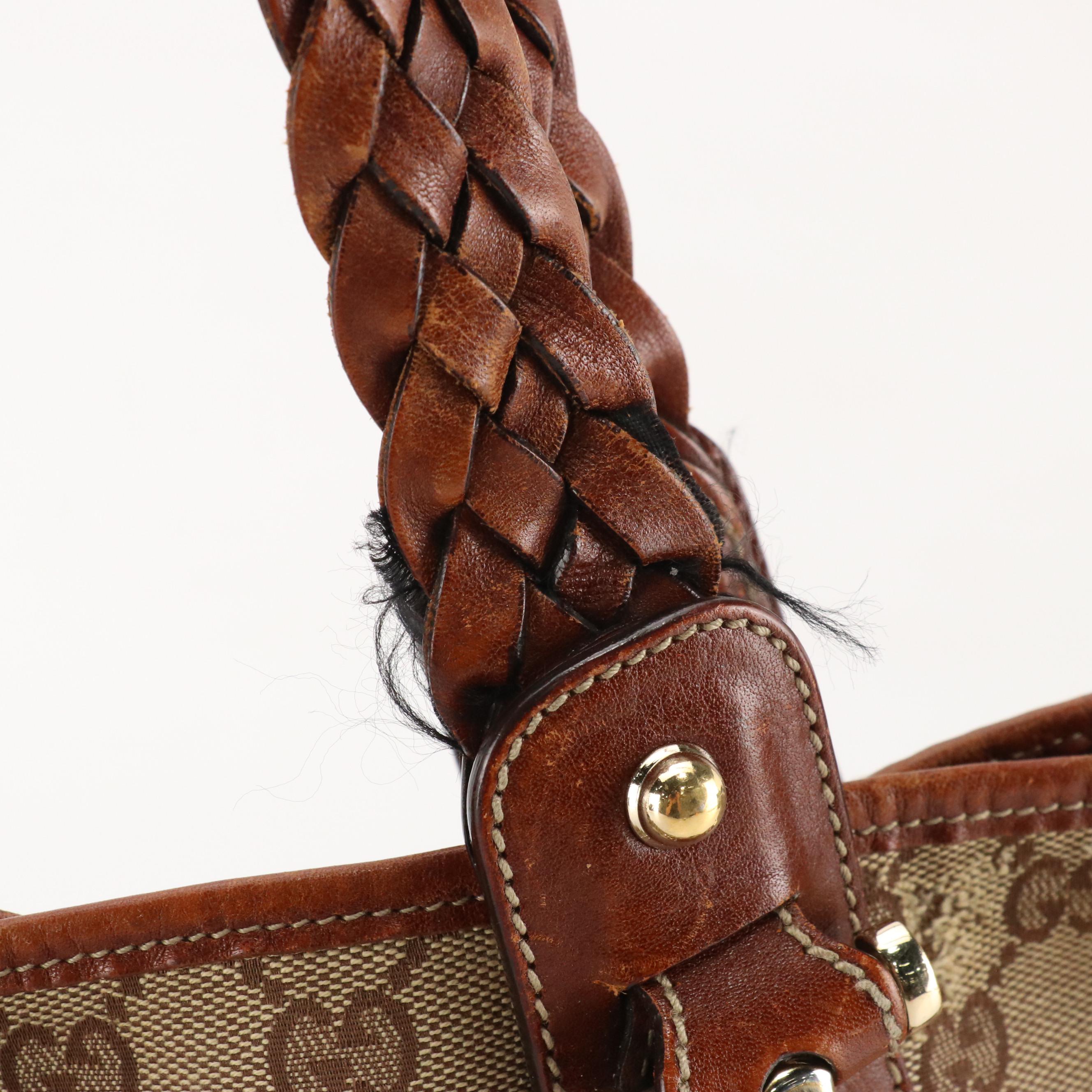 Gucci Pelham Braided-Strap Shoulder Bag in GG Canvas and Leather Trim