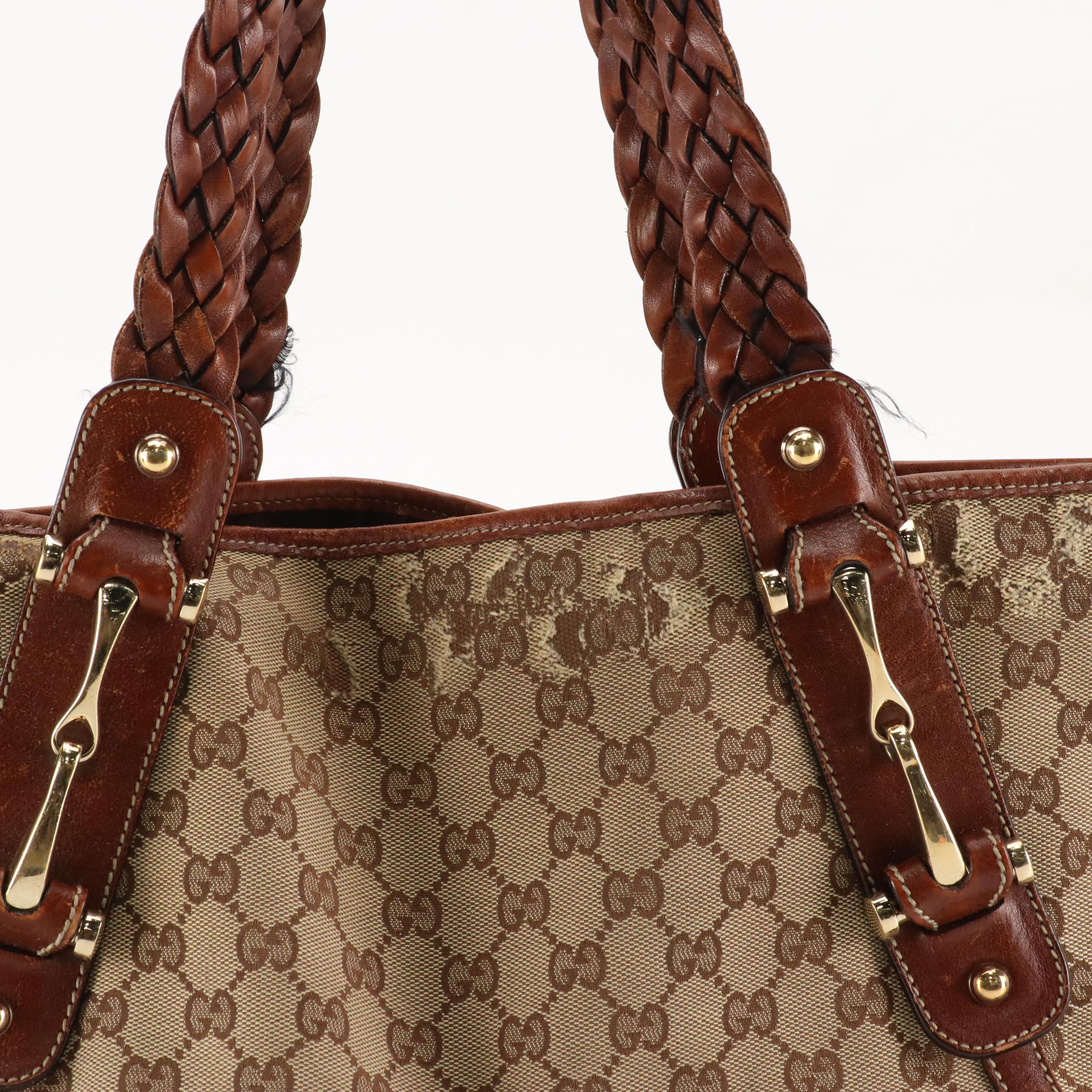 Gucci Pelham Braided-Strap Shoulder Bag in GG Canvas and Leather Trim