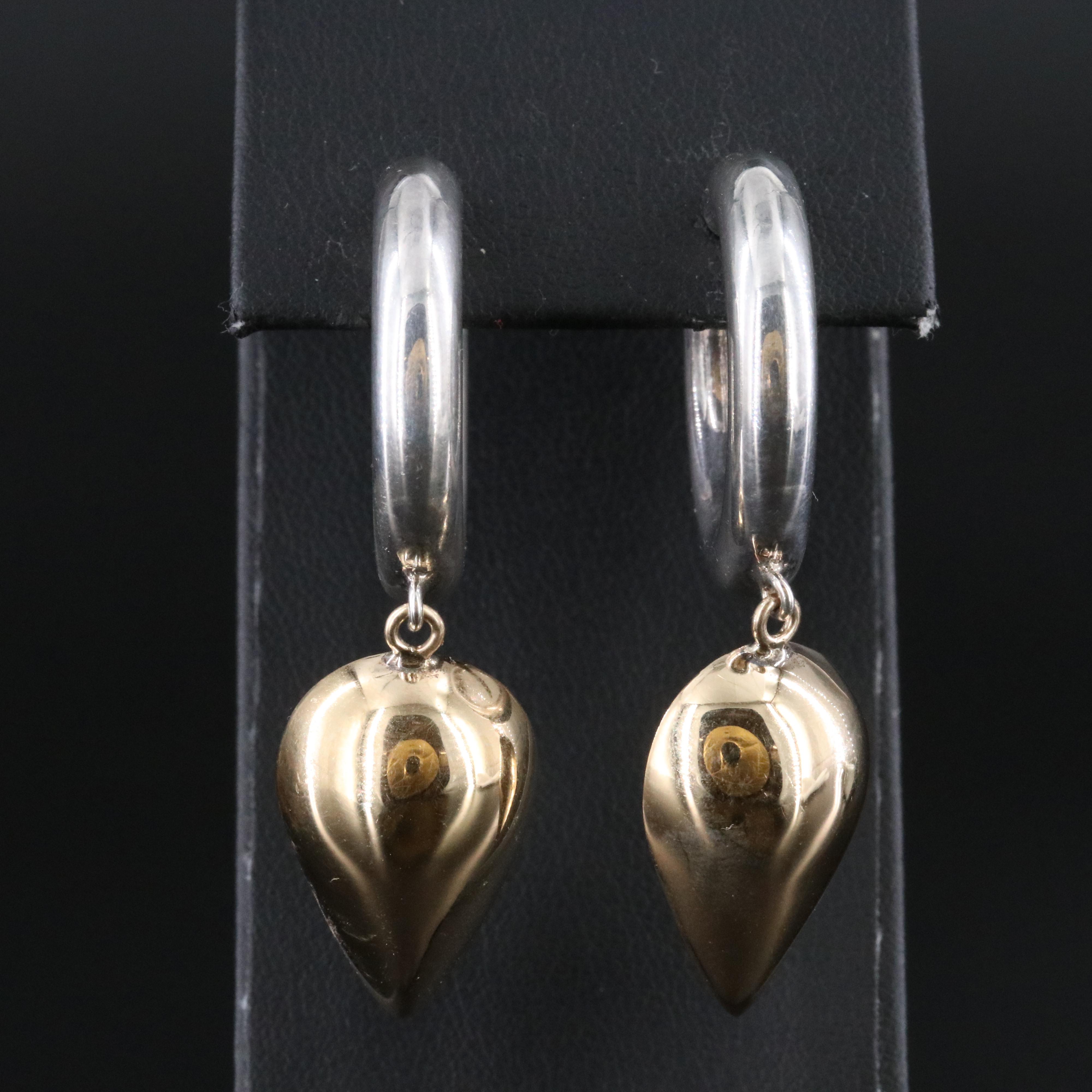 M & J Savitt Sterling Hoop Earrings with 14K Accents