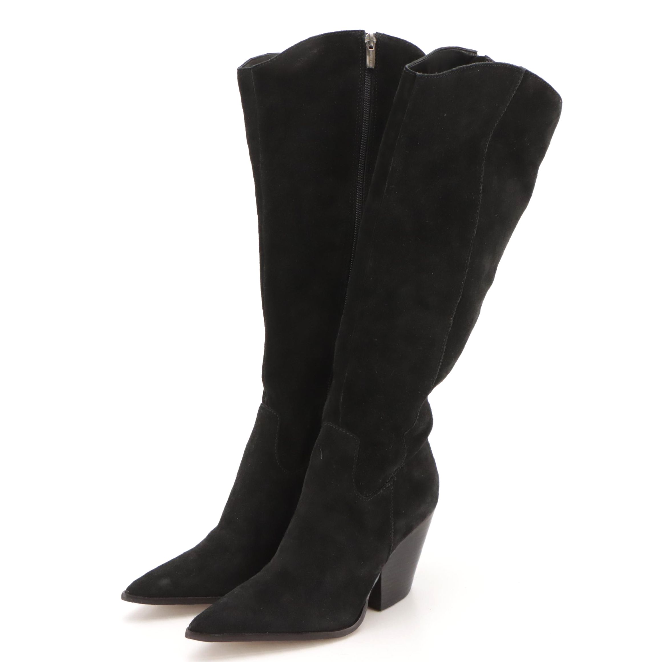 Vince Camuto Oyennda Tall Pointed-Toe Boots in Black Leather
