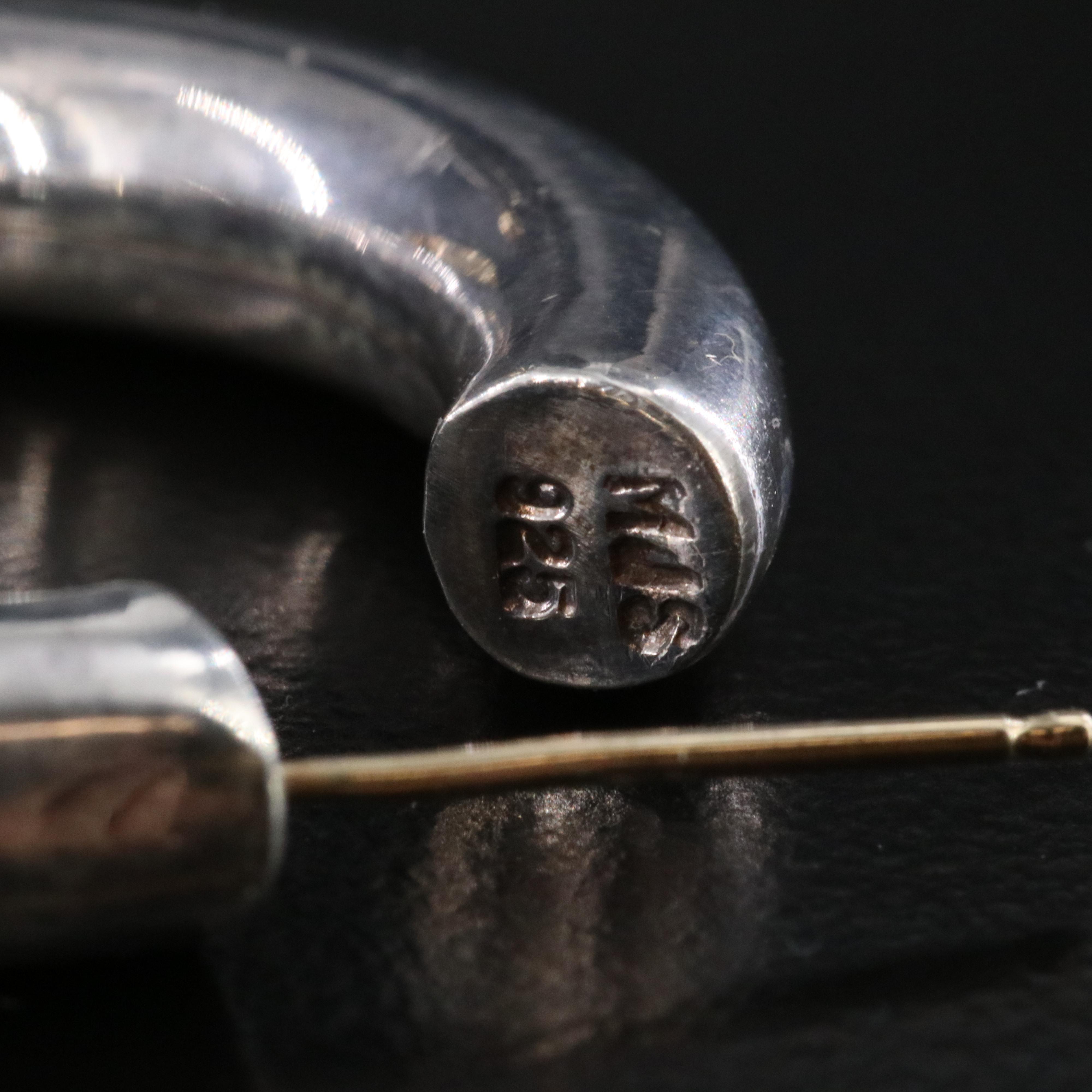 M & J Savitt Sterling Hoop Earrings with 14K Accents