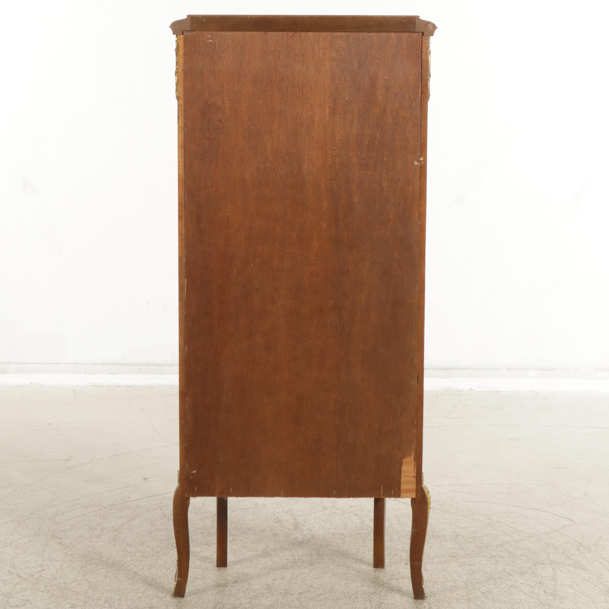 French Style Vitrine Display Cabinet with Brass Ornaments, Late 20th Century