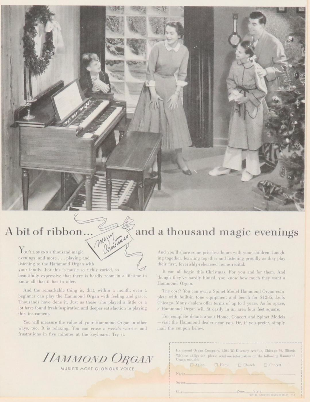 Hammond Organ Letterpress Halftone Magazine Advertisements, Mid-20th C.