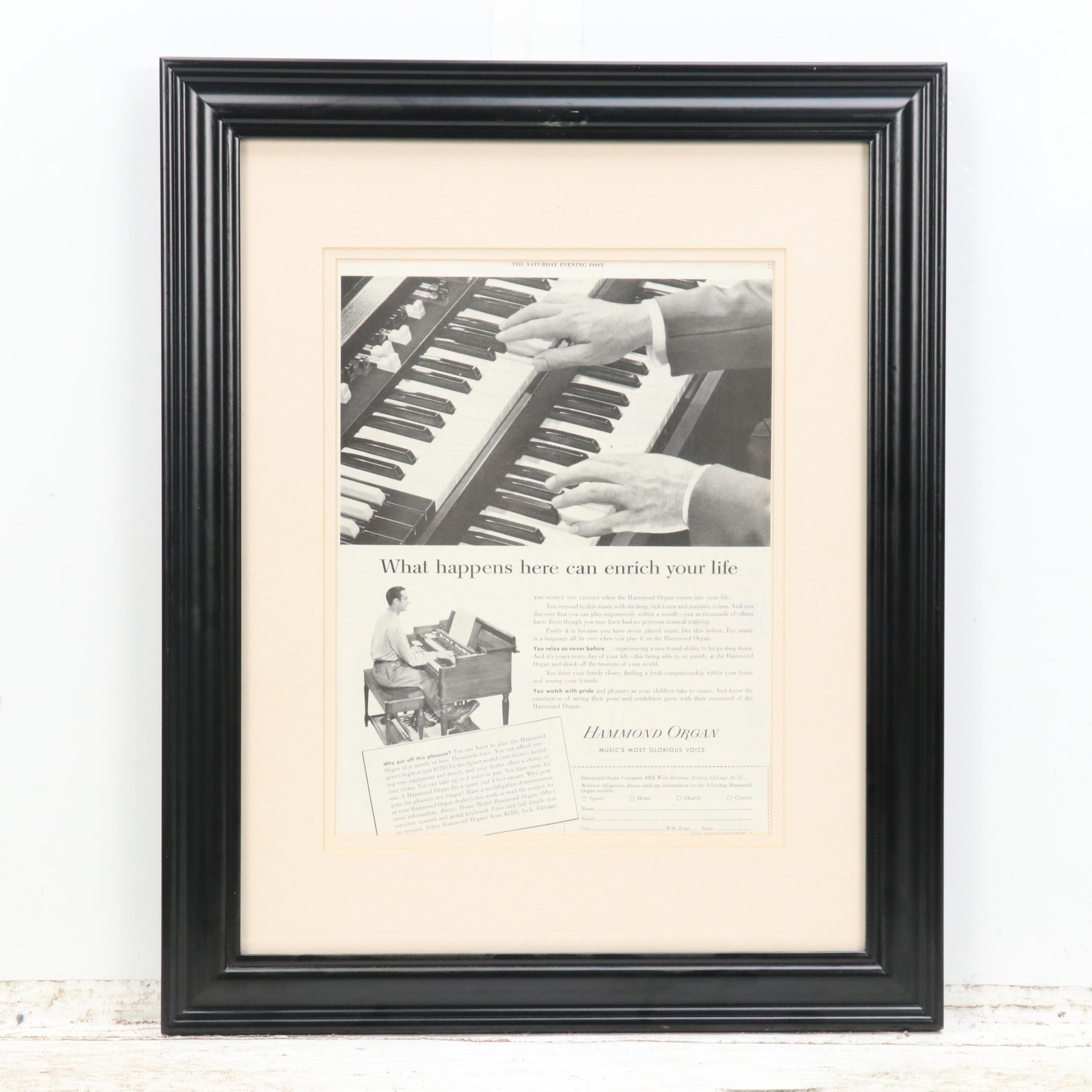 Hammond Organ Letterpress Halftone Magazine Advertisements, Mid-20th C.