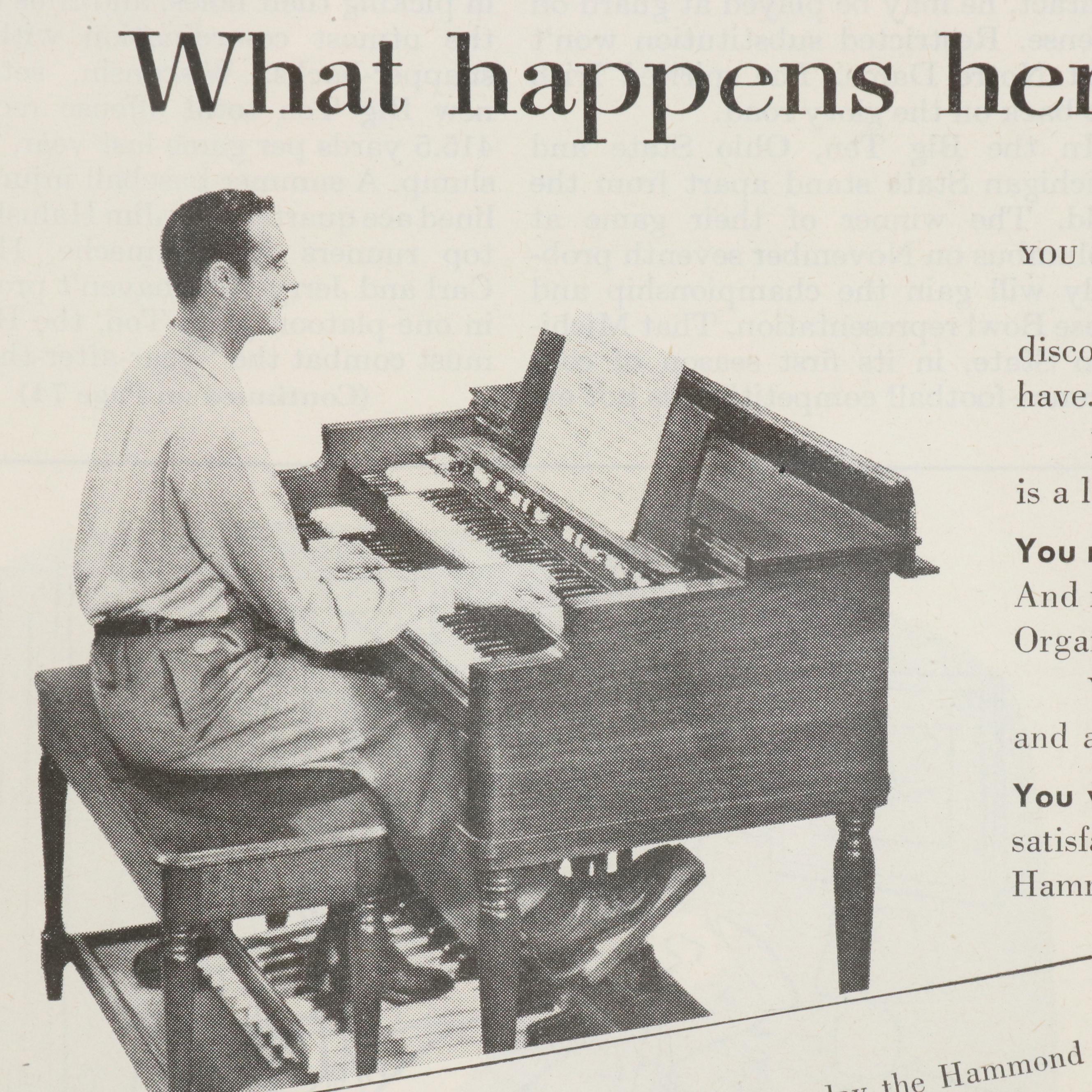 Hammond Organ Letterpress Halftone Magazine Advertisements, Mid-20th C.
