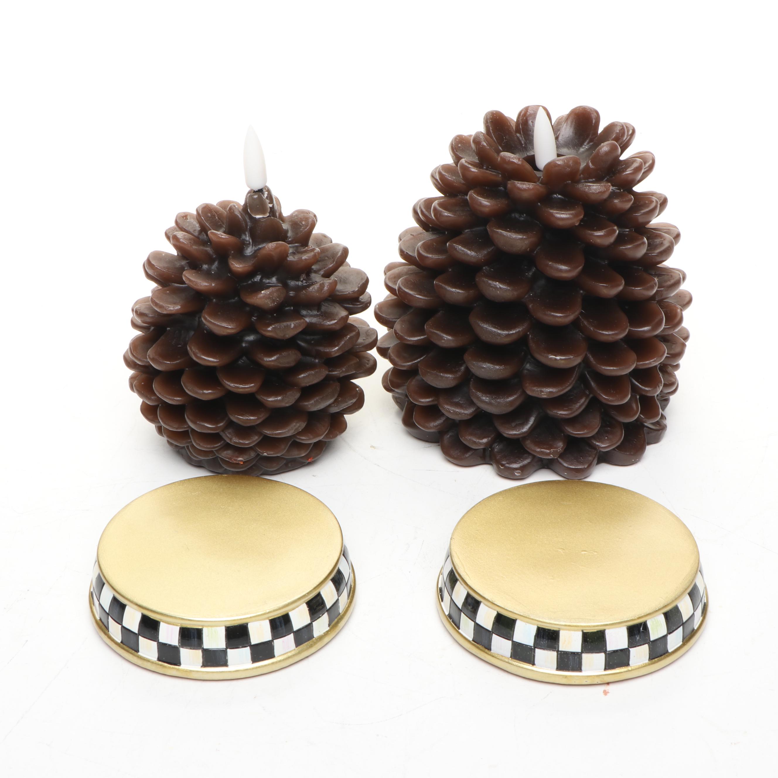 MacKenzie-Childs Wax Pinecone Flicker Candles