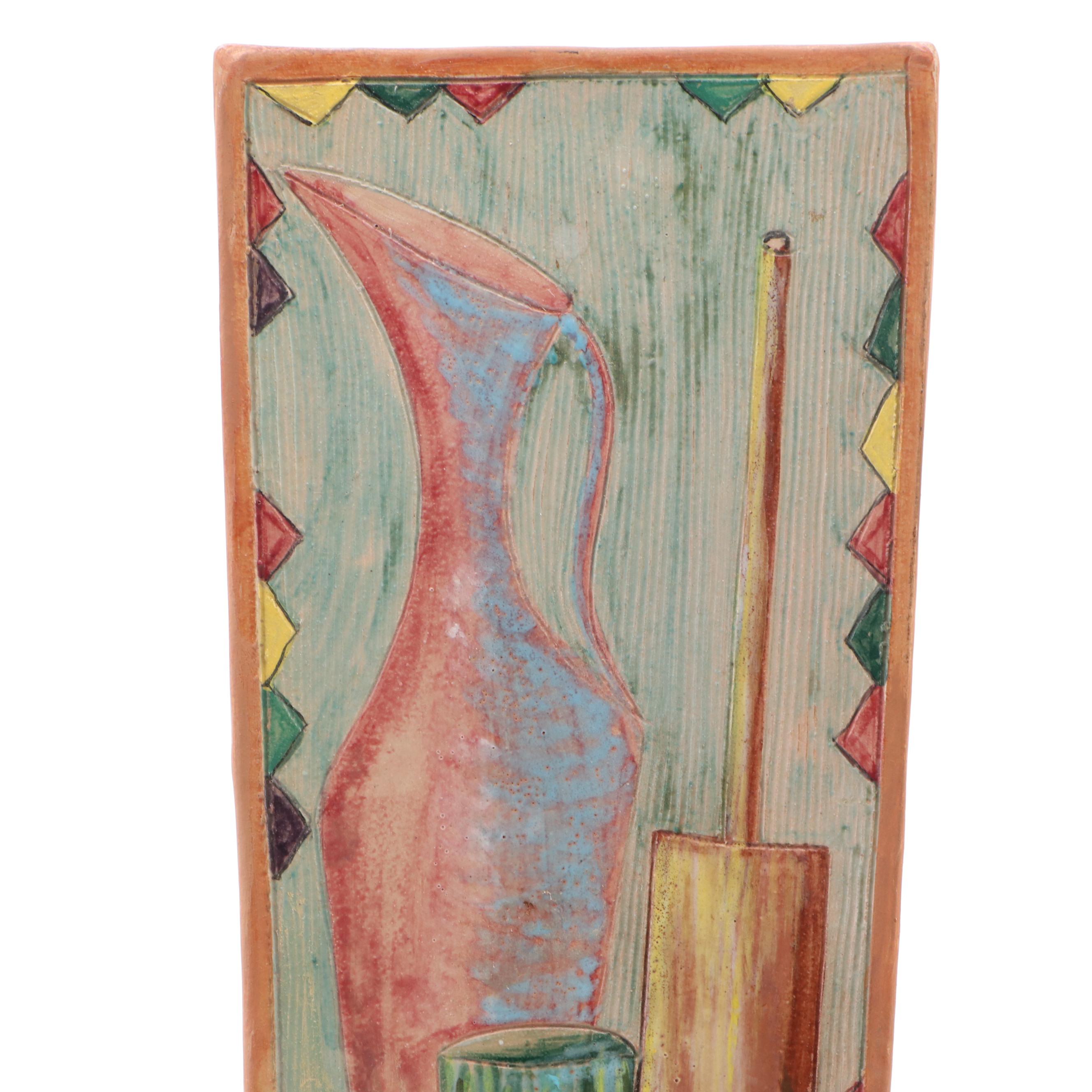 Rolli Dertua Majolica Mid Century Modern Style Still Life Wall Plaque