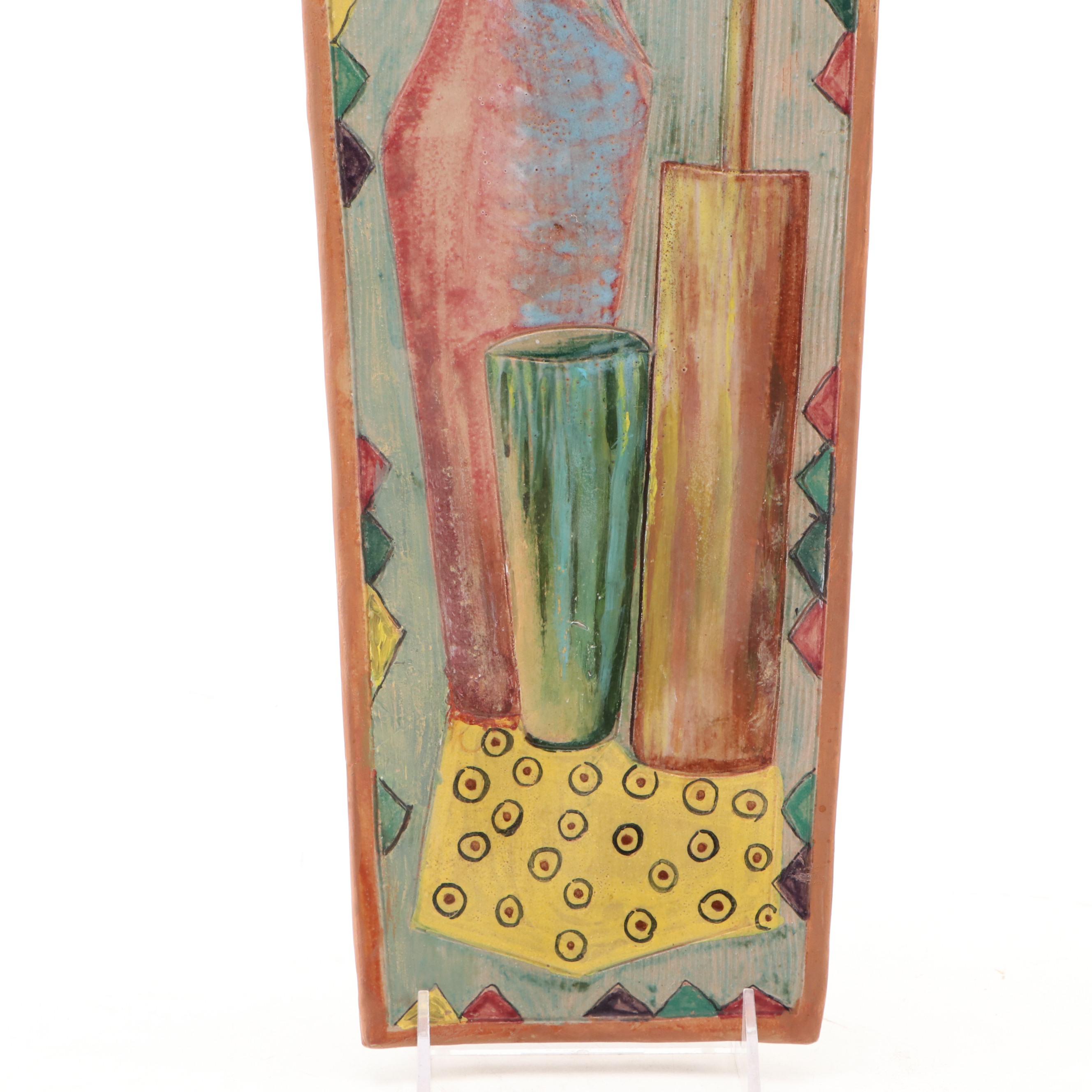 Rolli Dertua Majolica Mid Century Modern Style Still Life Wall Plaque