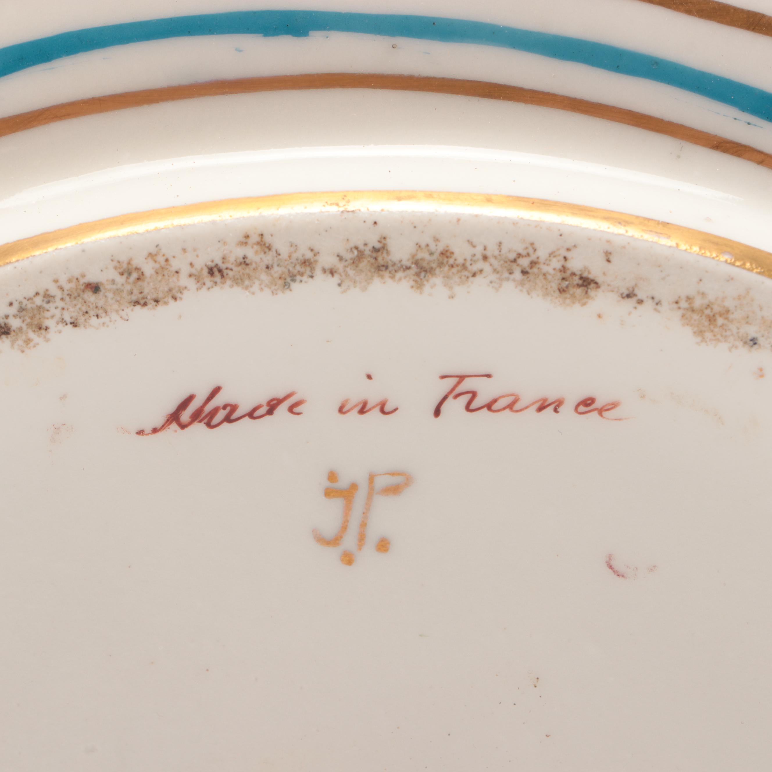 French Beaded Flower Bouquet with Porcelain Vase