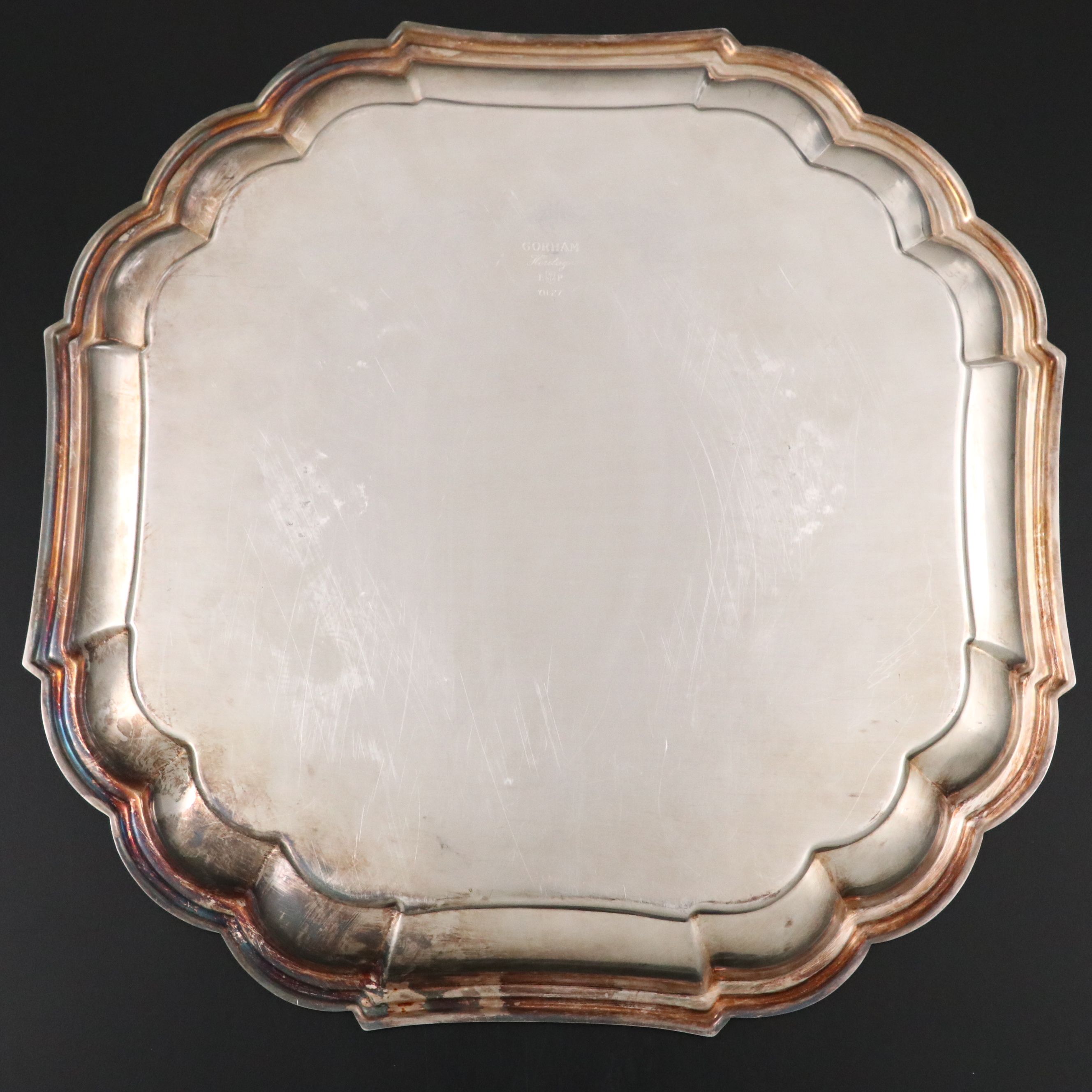 Victorian Silver Plate and Etched Glass Claret Pitcher with Carafe and Tray