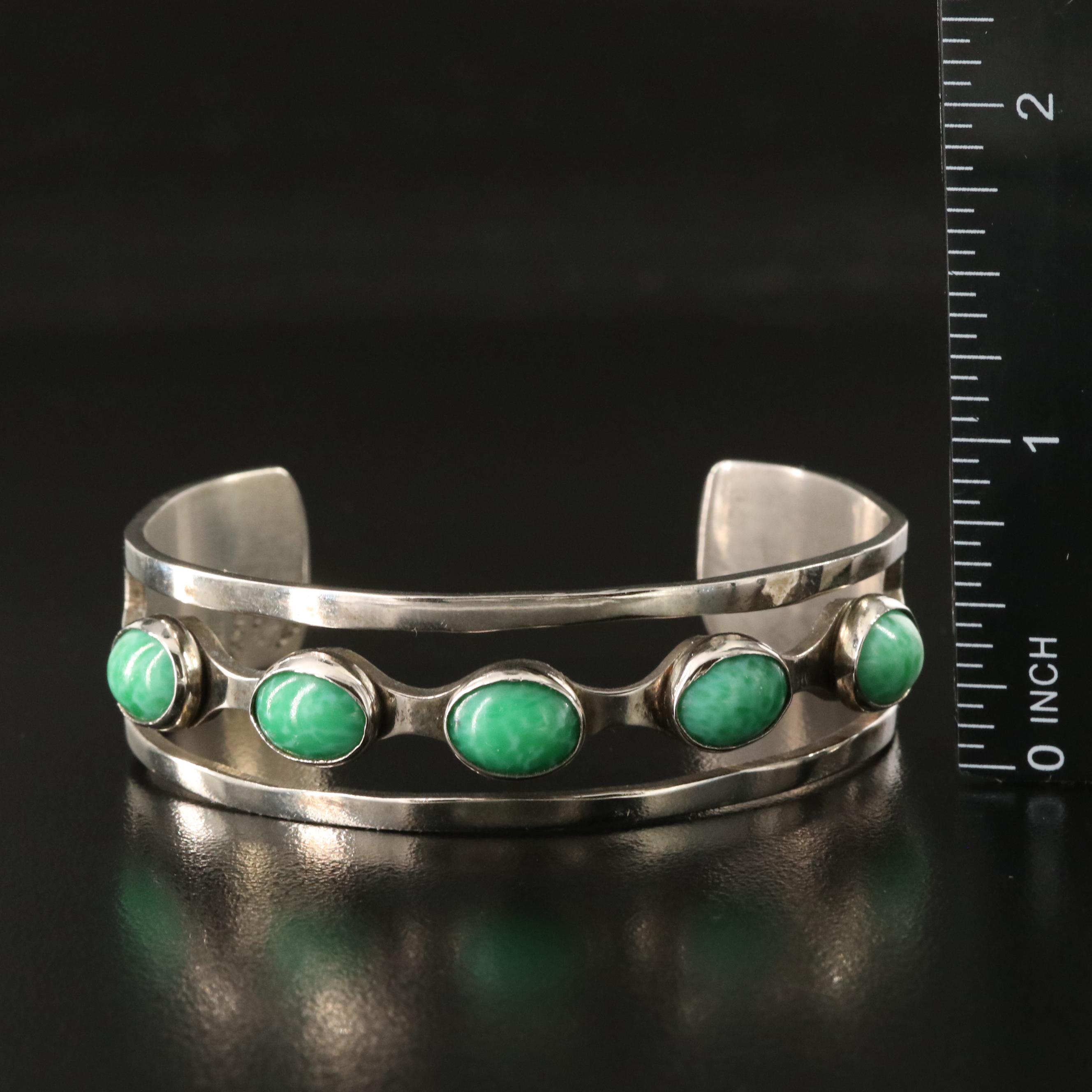 Mexican Sterling Faux Turquoise Cuff