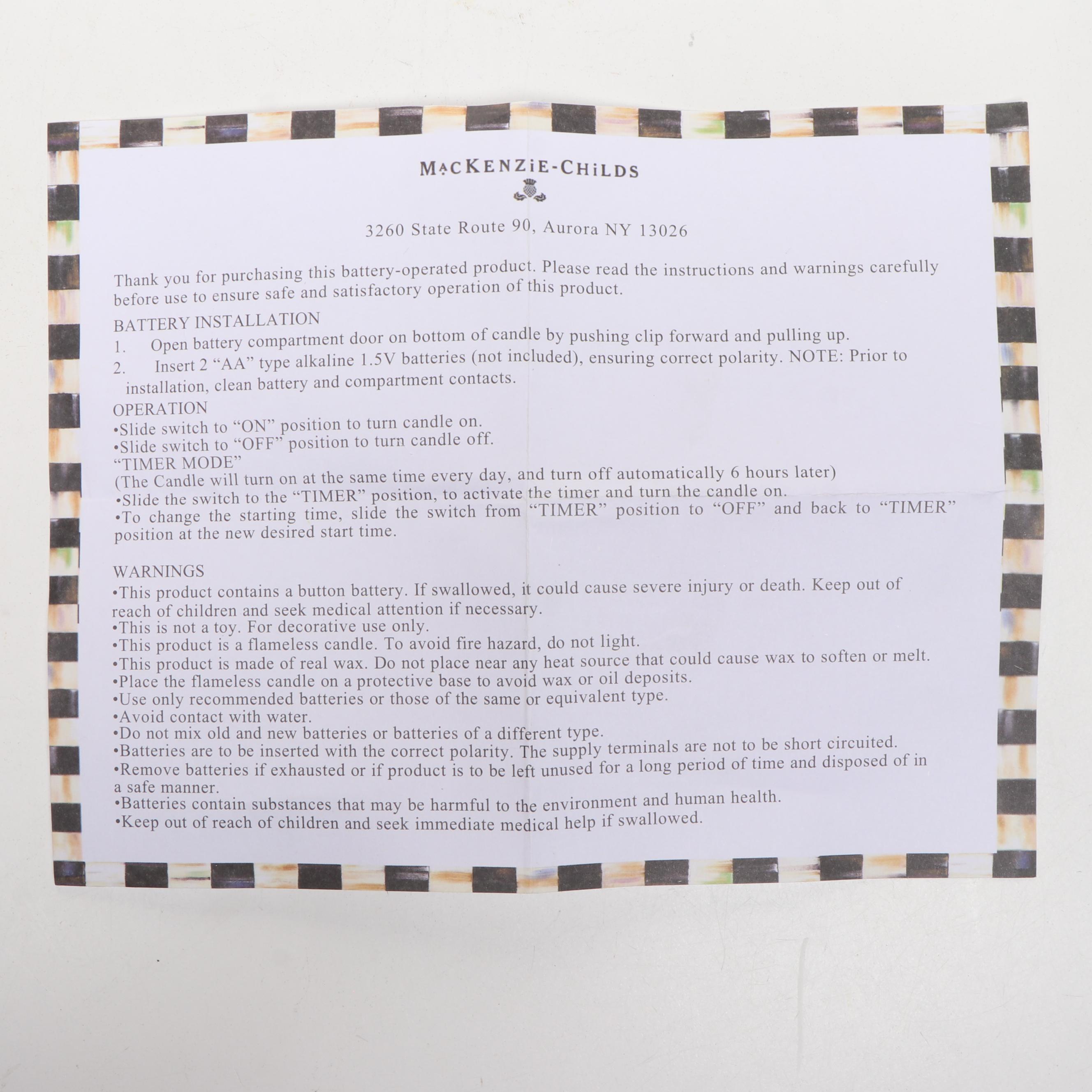 MacKenzie-Childs Wax Pinecone Flicker Candles