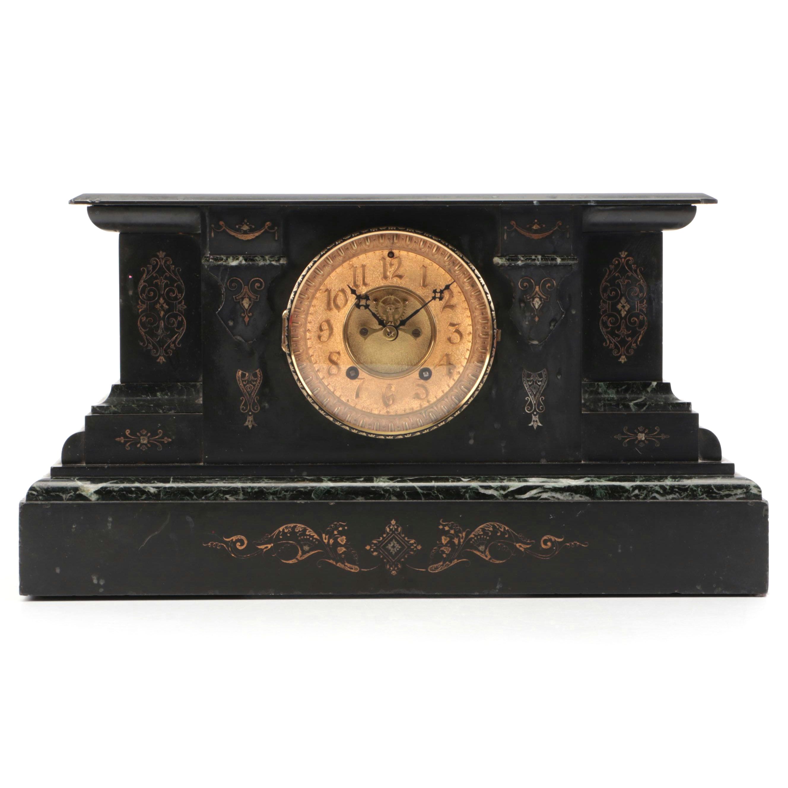 Ansonia Black Marble Mantel Clock