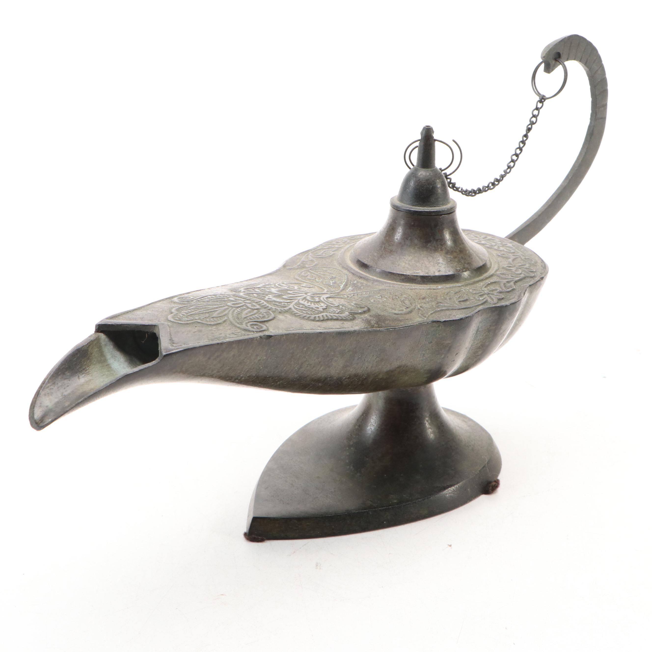 Indo-Persian Style Metal Oil Lamp