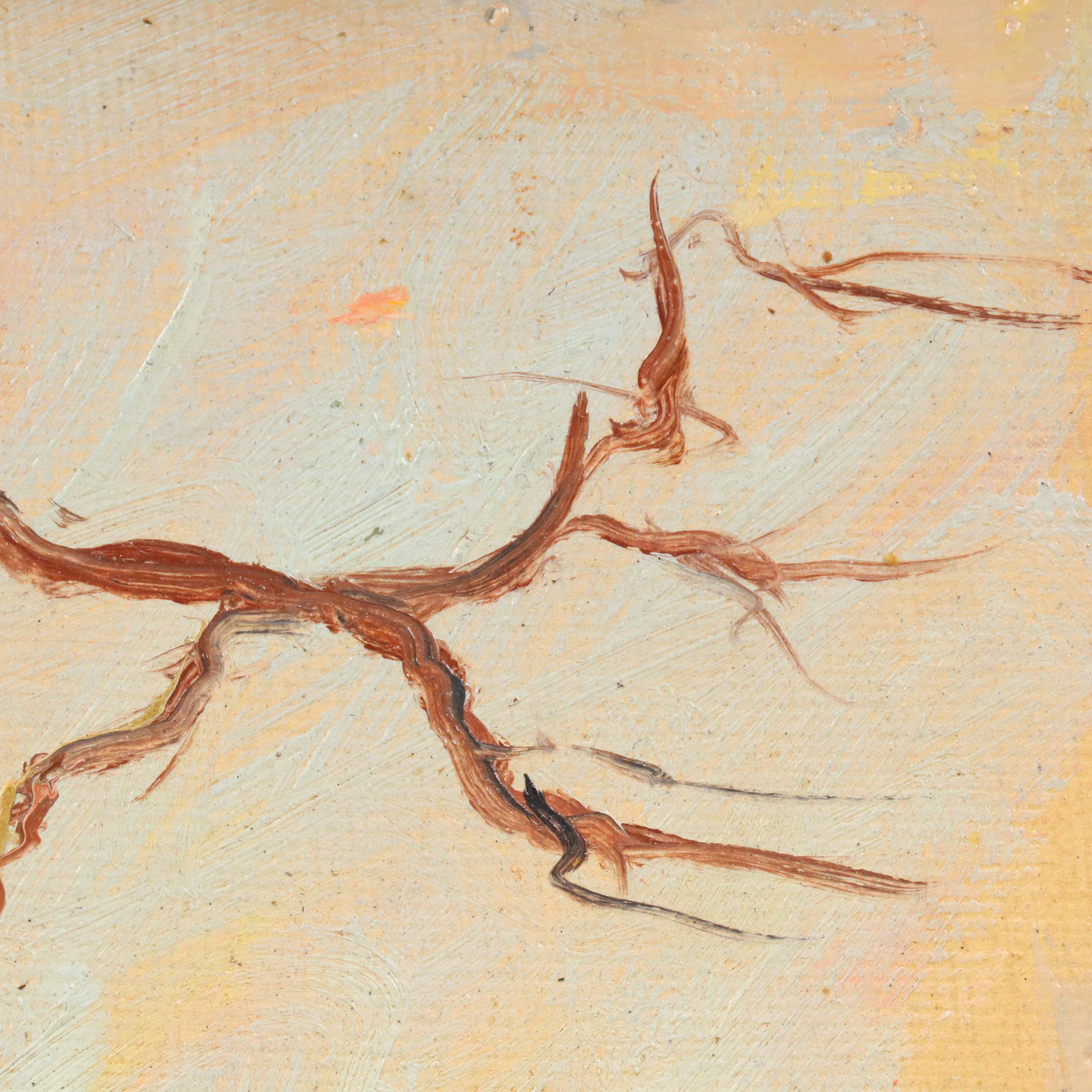 Attributed to Jeanne Reimbolte Landscape Oil Painting of Gnarled Tree