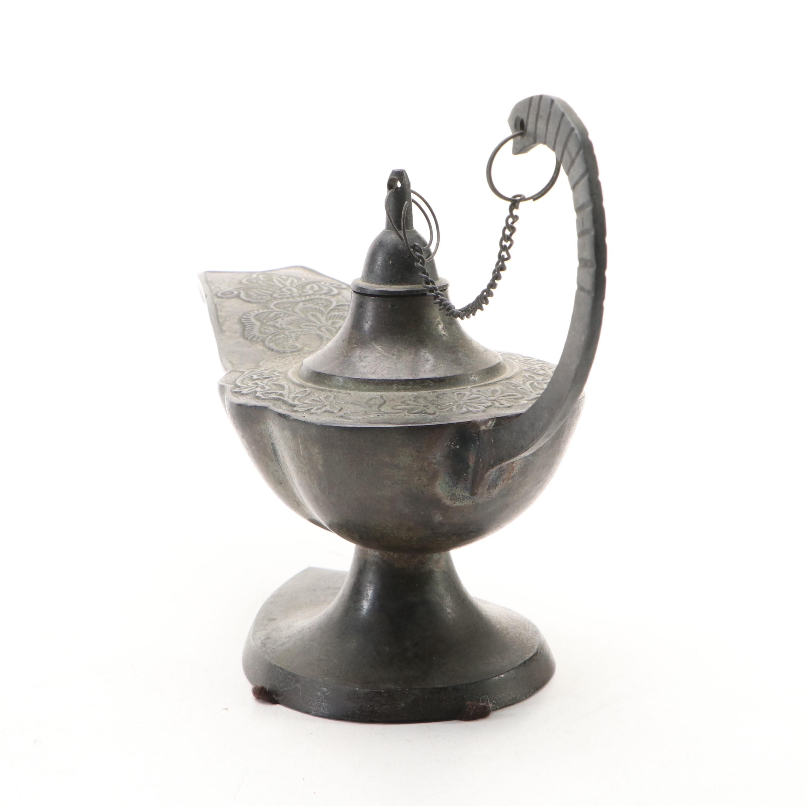 Indo-Persian Style Metal Oil Lamp