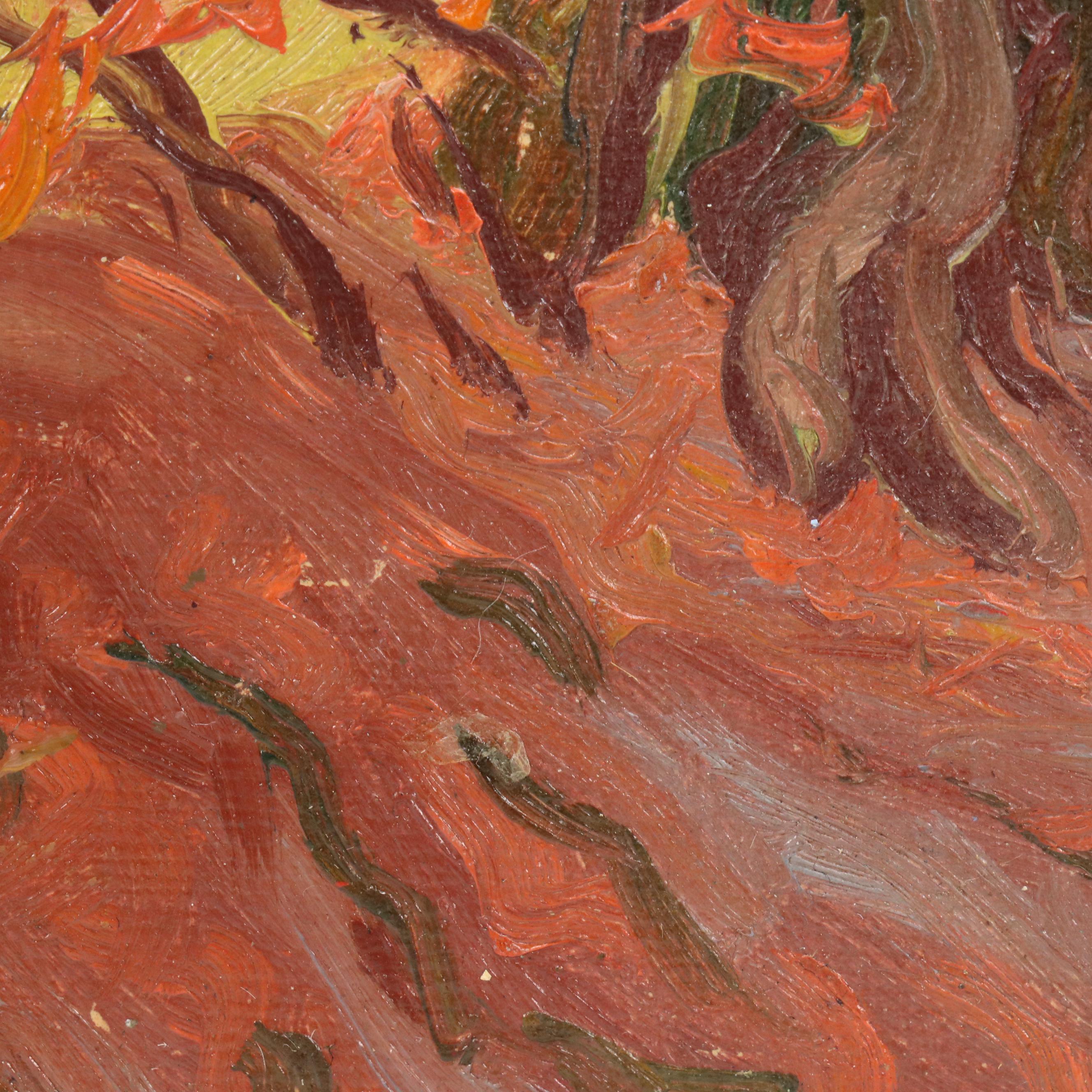 Attributed to Jeanne Reimbolte Landscape Oil Painting of Gnarled Tree