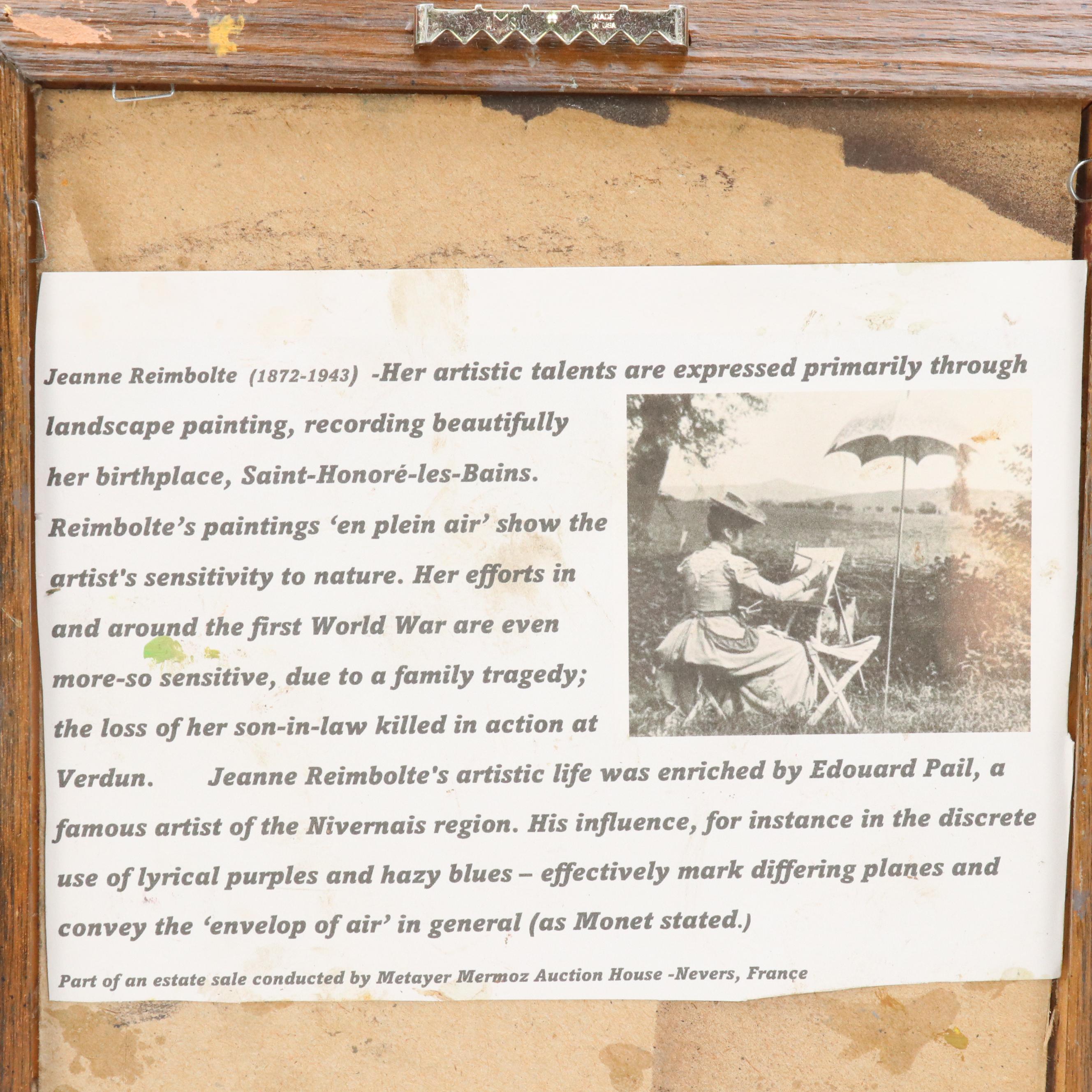 Attributed to Jeanne Reimbolte Landscape Oil Painting of Gnarled Tree