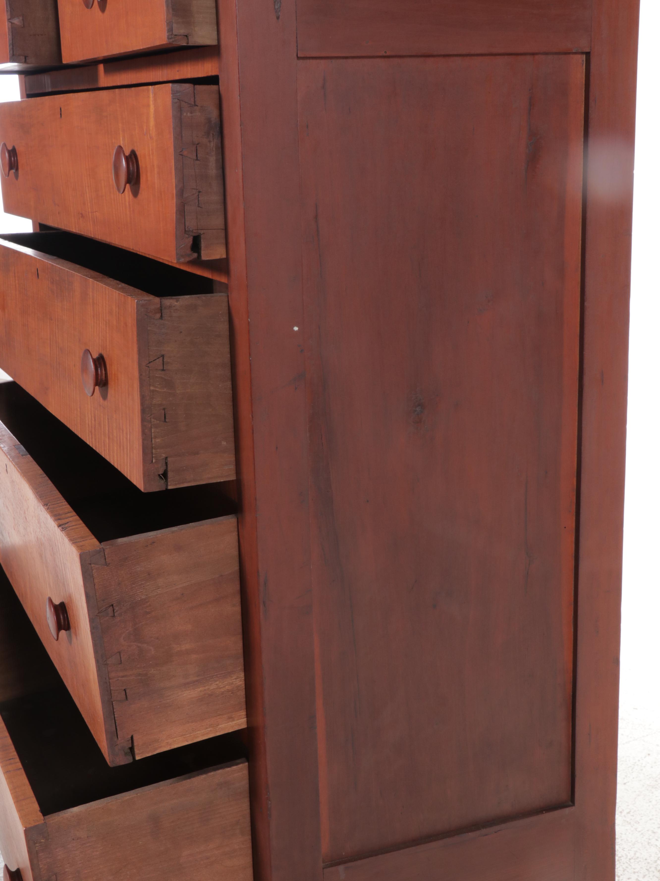 American Curly Maple and Cherry Chest of Drawers, Early 19th Century