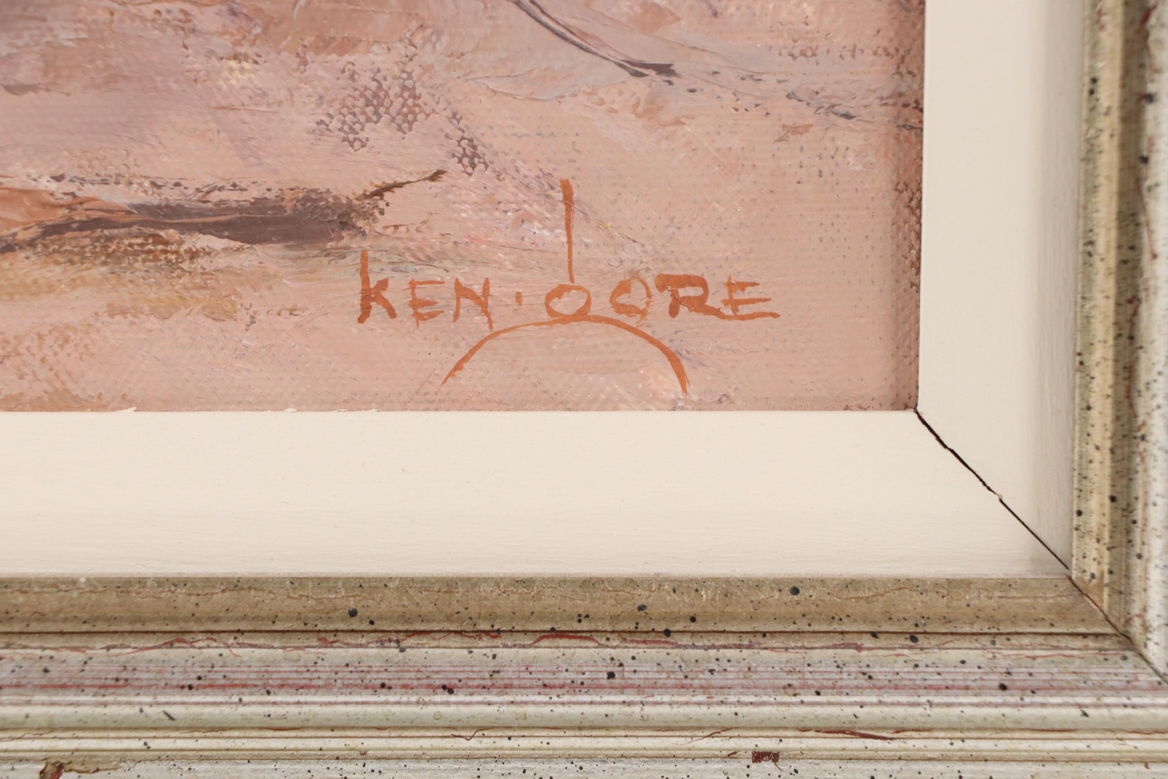 Ken Gore Impasto Seascape Oil Painting "A Grey Day," Mid to Late 20th Century