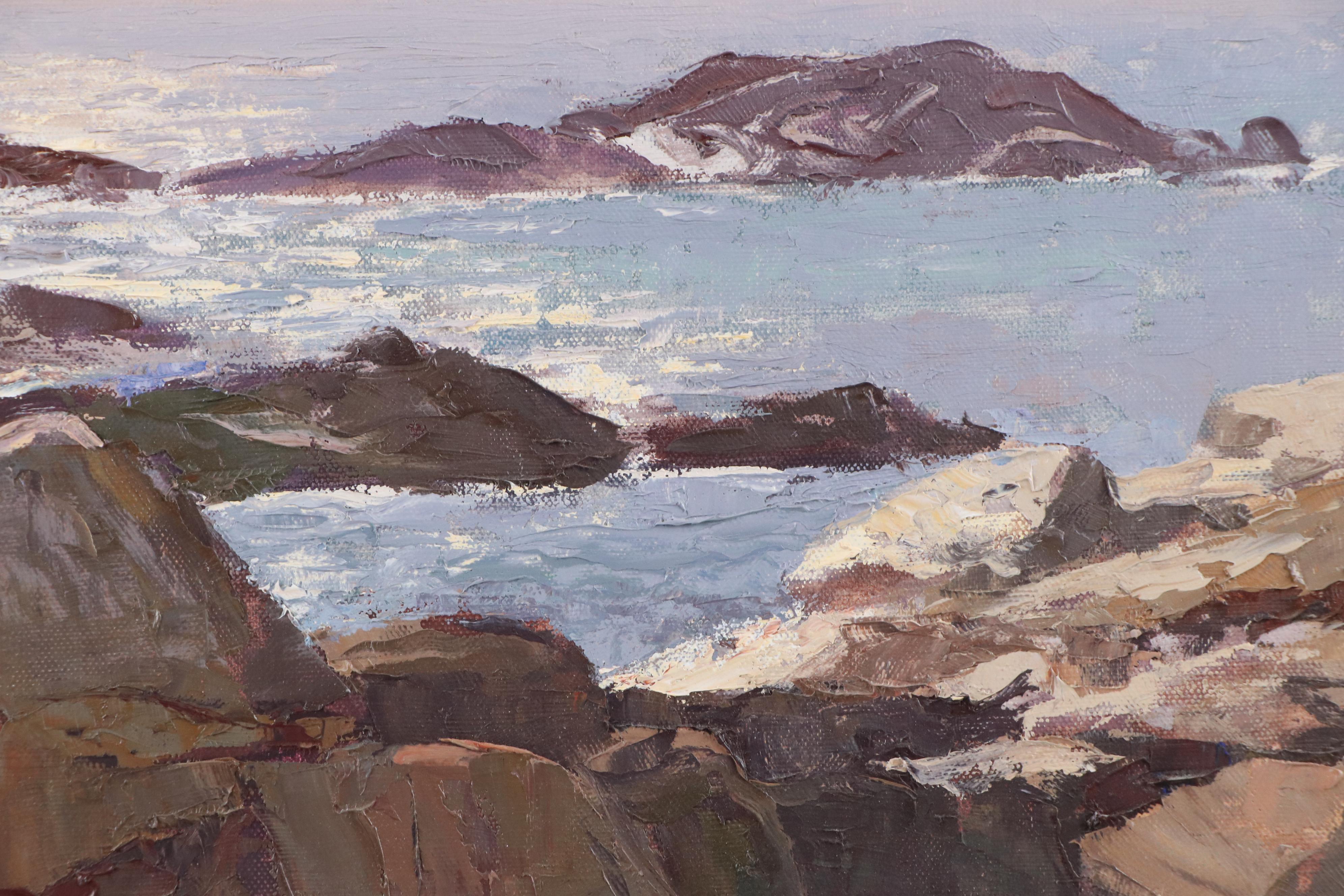 Ken Gore Impasto Seascape Oil Painting "A Grey Day," Mid to Late 20th Century