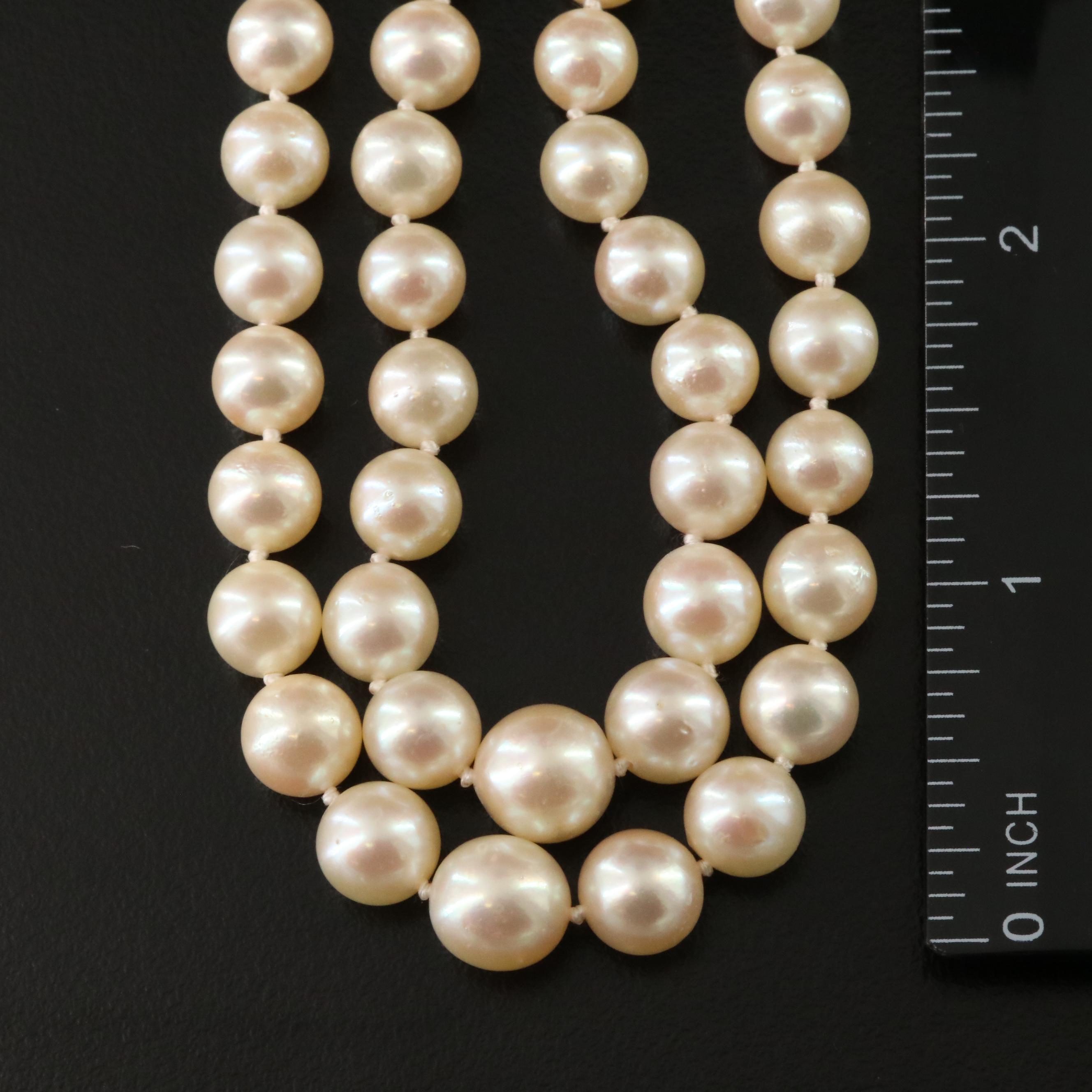 Pearl Necklace with 14K Diamond Clasp