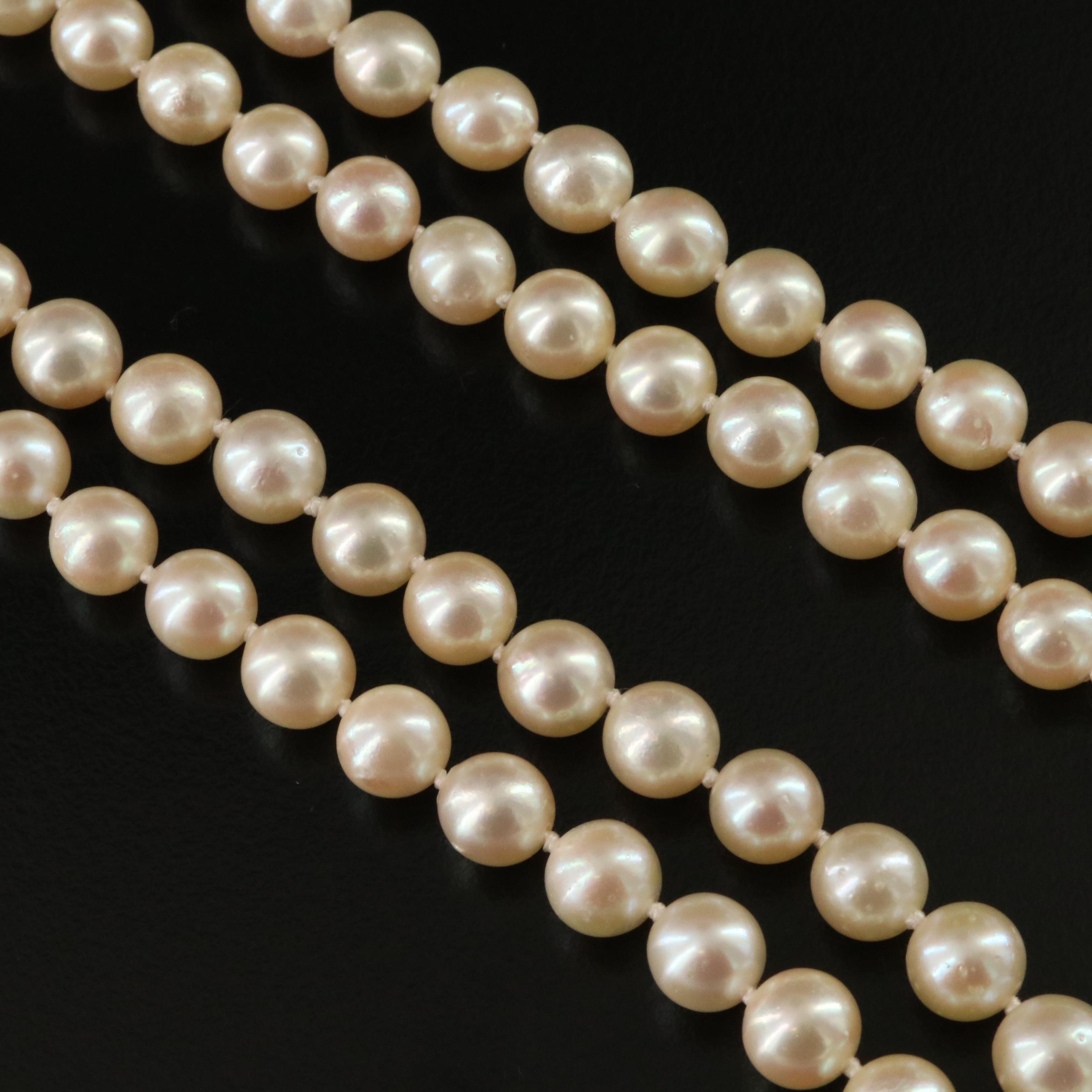 Pearl Necklace with 14K Diamond Clasp
