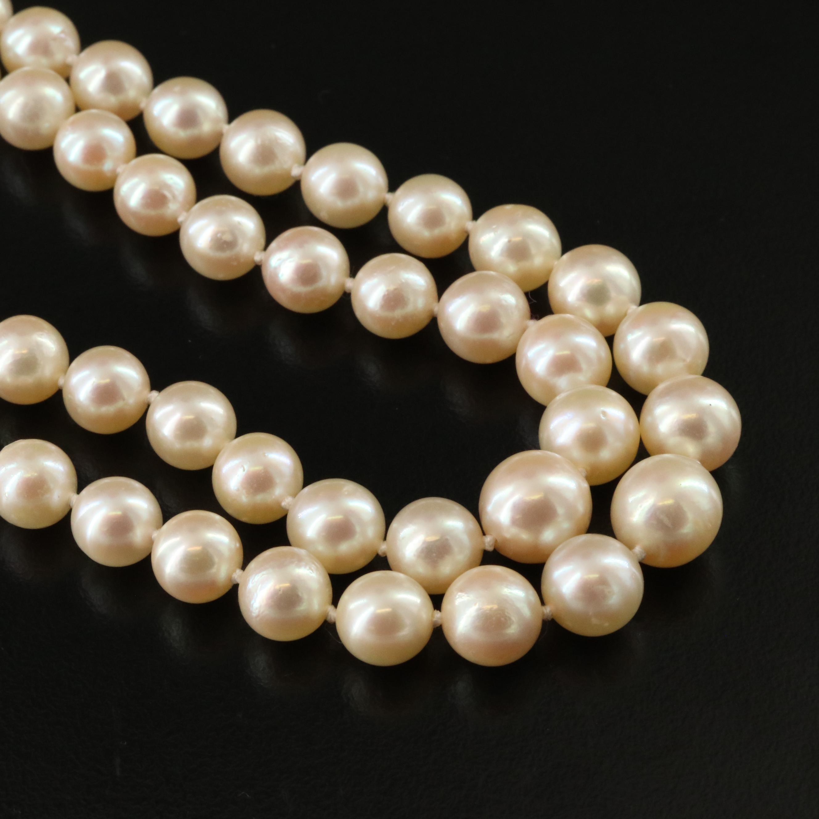Pearl Necklace with 14K Diamond Clasp