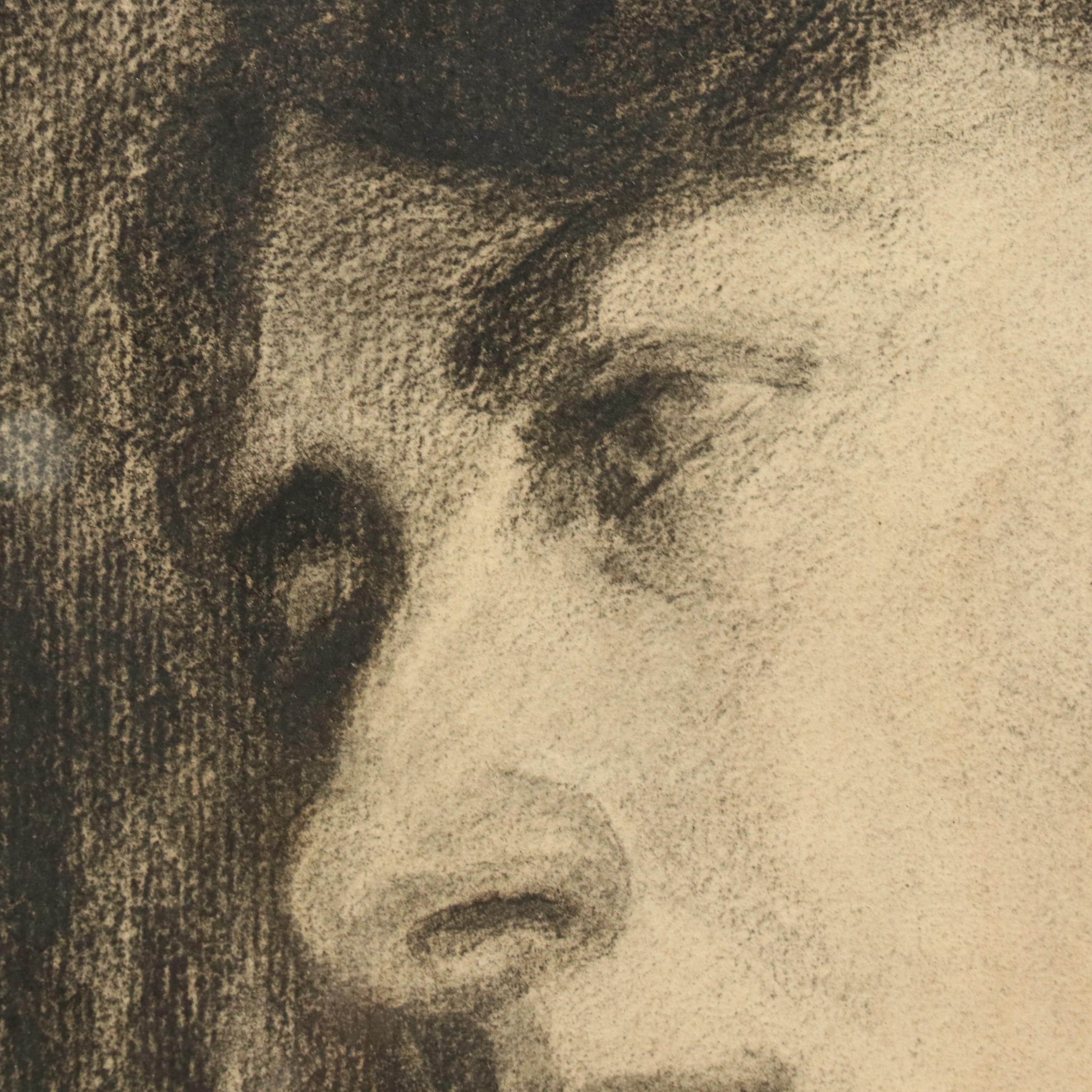 Lillian Wyler Bettman Charcoal Portrait Drawing of Woman, 1911