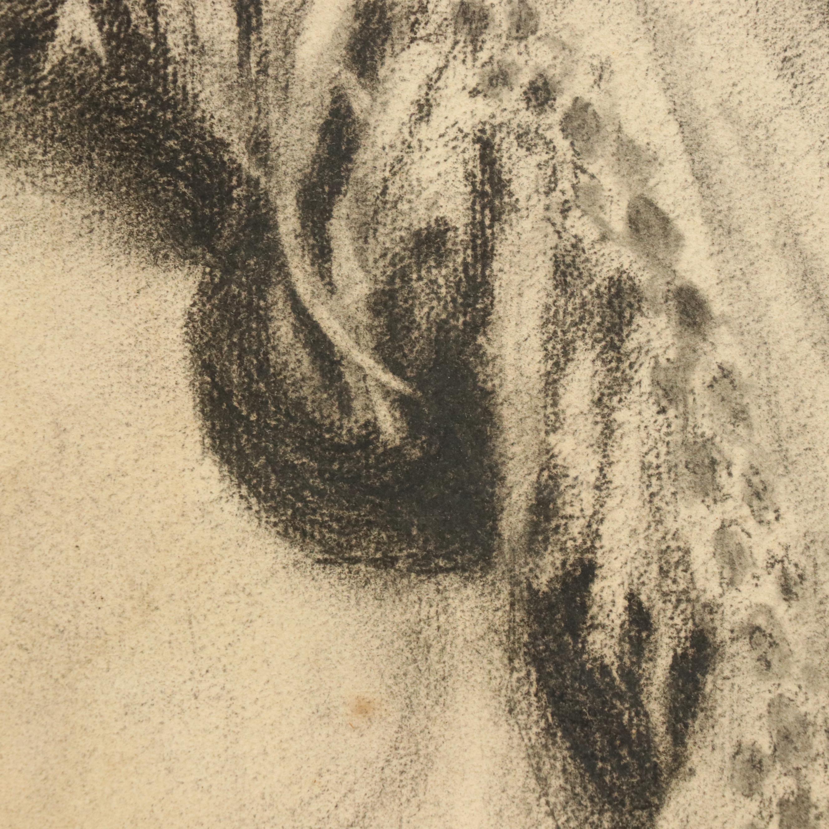 Lillian Wyler Bettman Charcoal Portrait Drawing of Woman, 1911