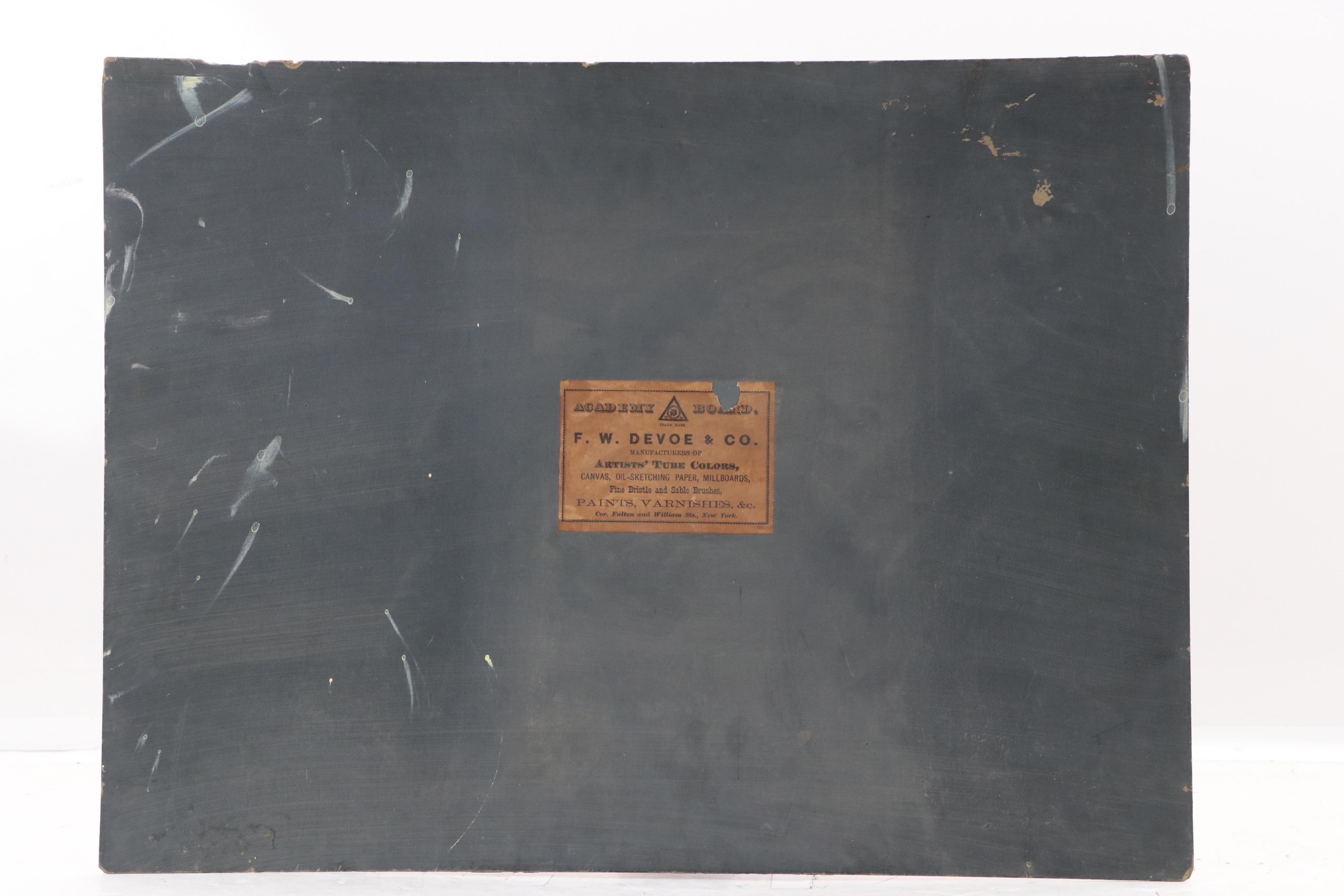 DeVed Oil Landscape Painting with Horse-Drawn Wagon, Late 19th Century