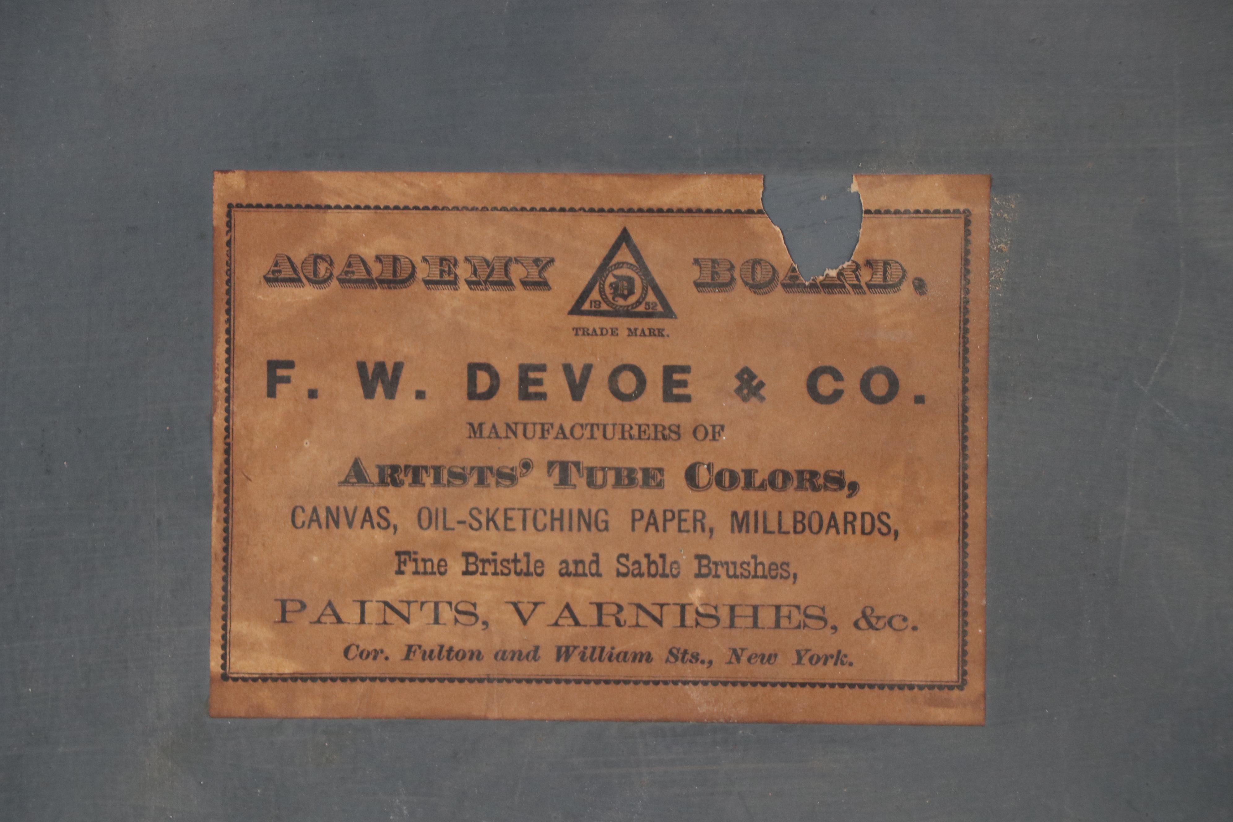 DeVed Oil Landscape Painting with Horse-Drawn Wagon, Late 19th Century