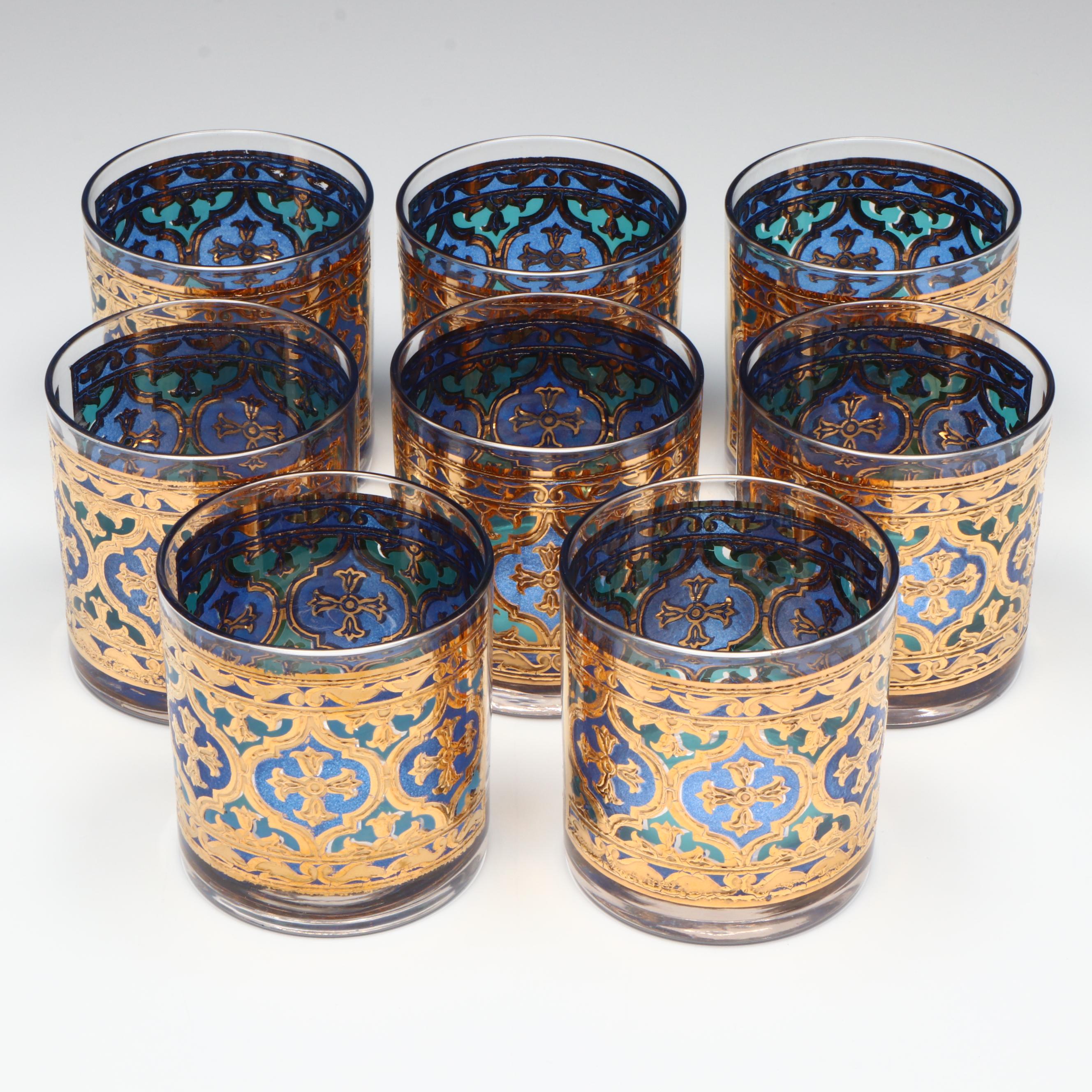 Georges Briard "Firenza" Gilt Glass Old Fashioned Glasses