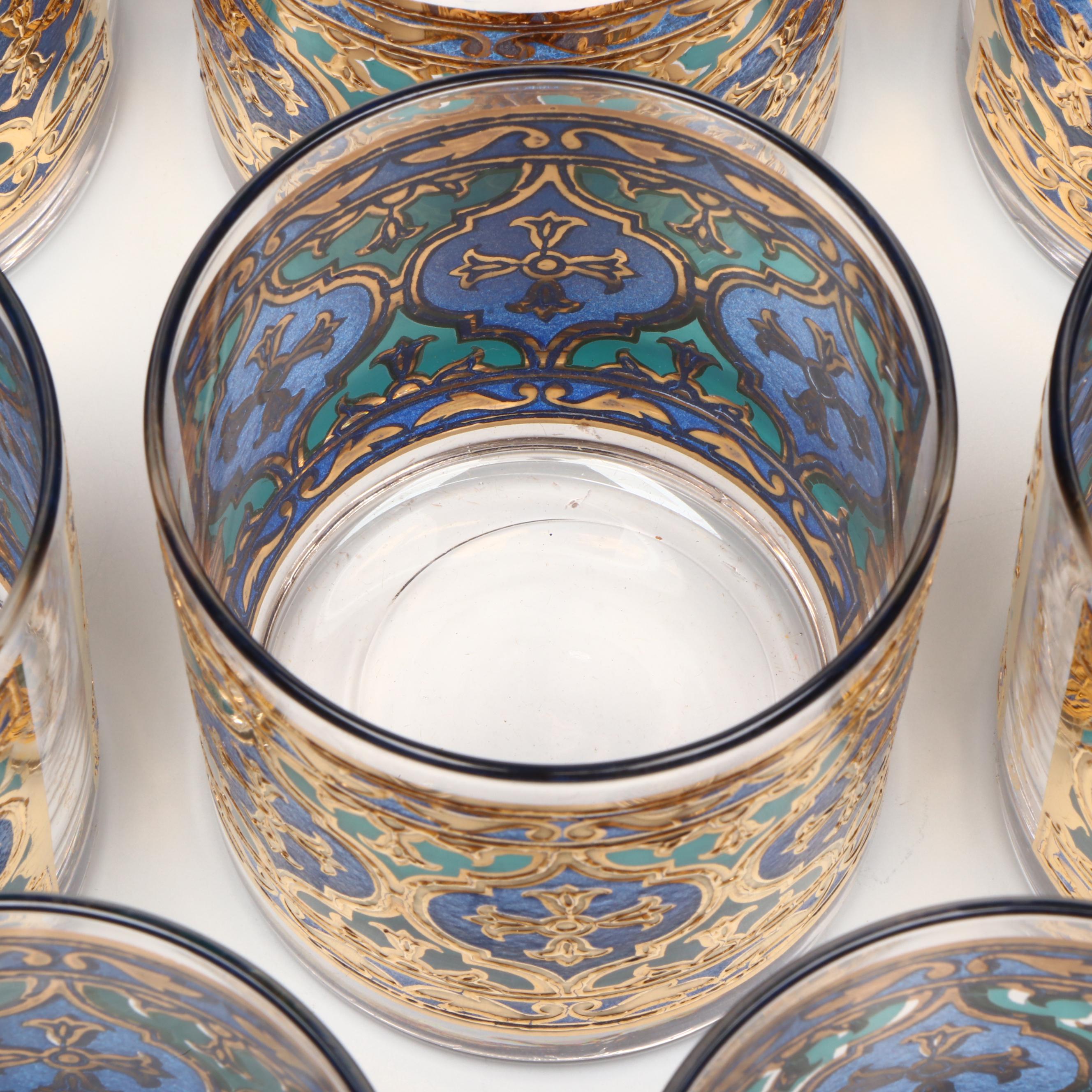 Georges Briard "Firenza" Gilt Glass Old Fashioned Glasses