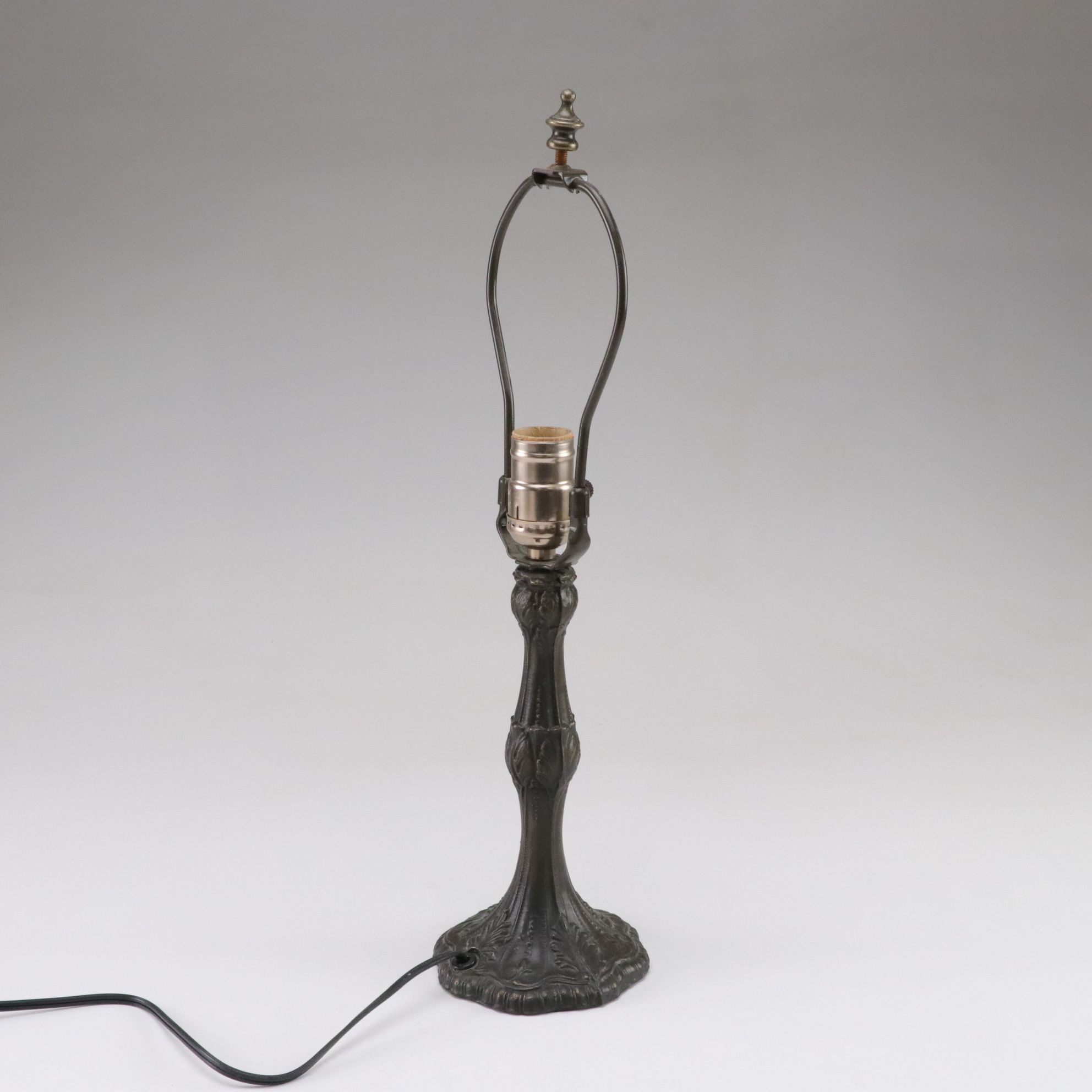 Art Nouveau Style Metal Table Lamp With Zolan Fine Arts Textured Optic Shade