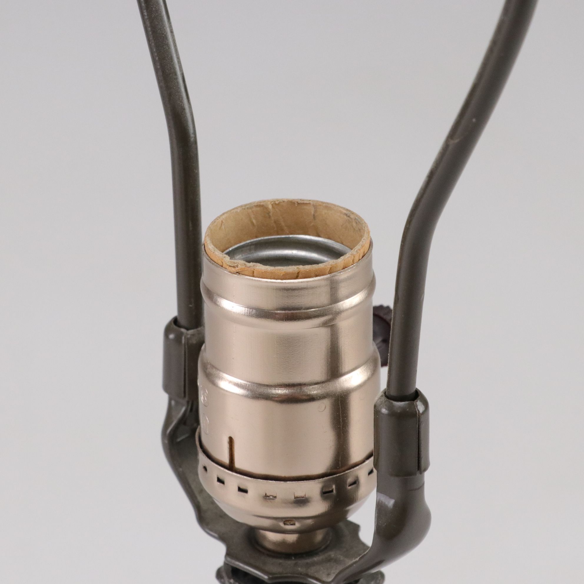 Art Nouveau Style Metal Table Lamp With Zolan Fine Arts Textured Optic Shade