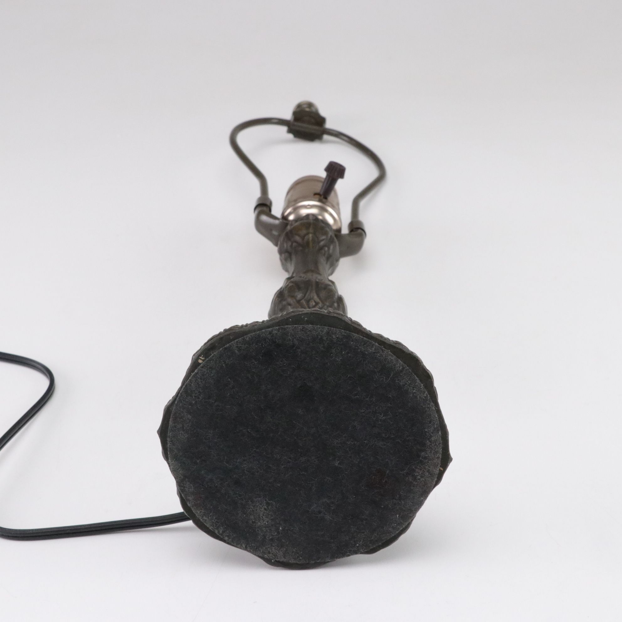 Art Nouveau Style Metal Table Lamp With Zolan Fine Arts Textured Optic Shade