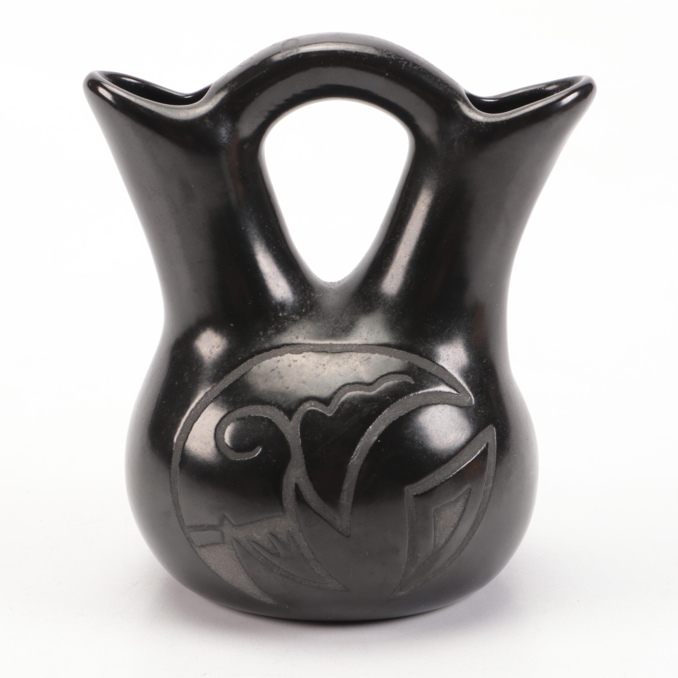 Alfareia Jimenez Pottery Aztec Calendar Charger with Wedding Vase and Pitcher